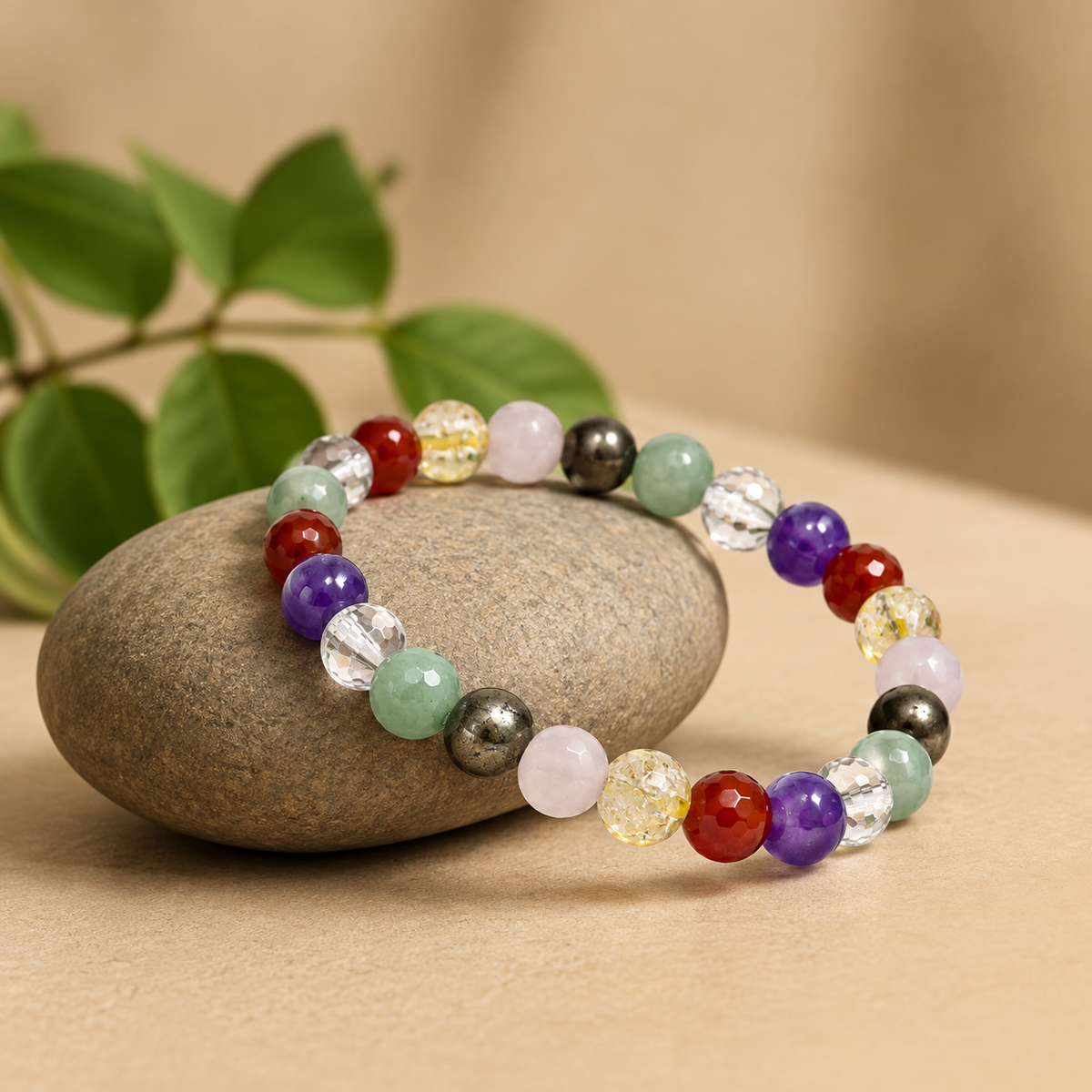 Natural 7 Chakra Healing Stone Crystal Bracelet |  attract positive energy