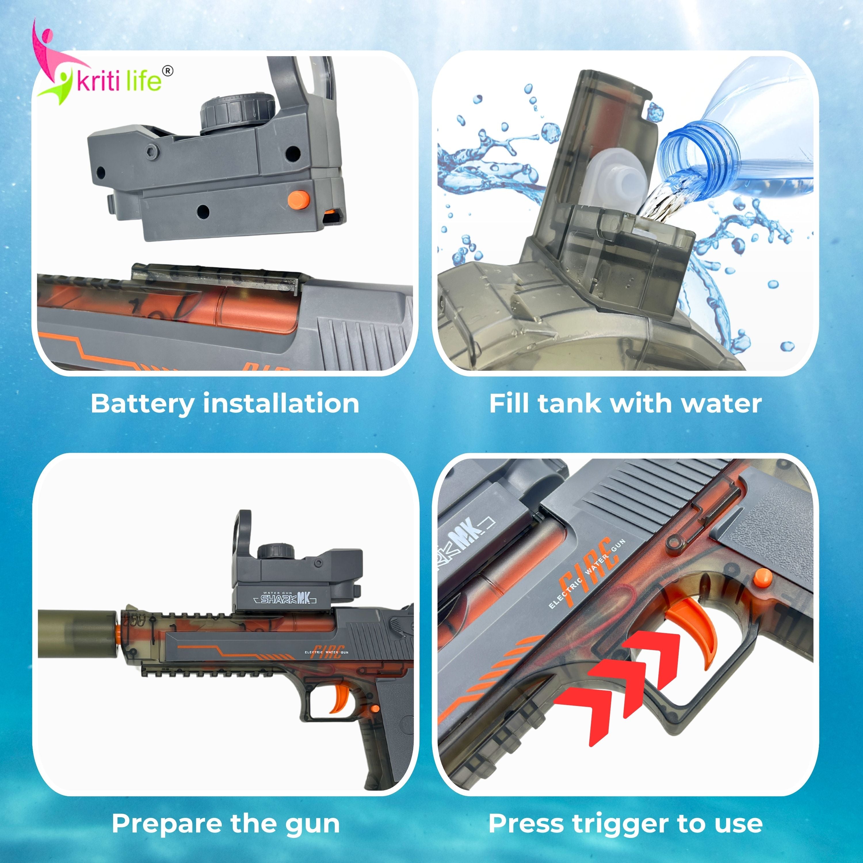 Electric Water Gun 200ML Water Tank and 30FT Range