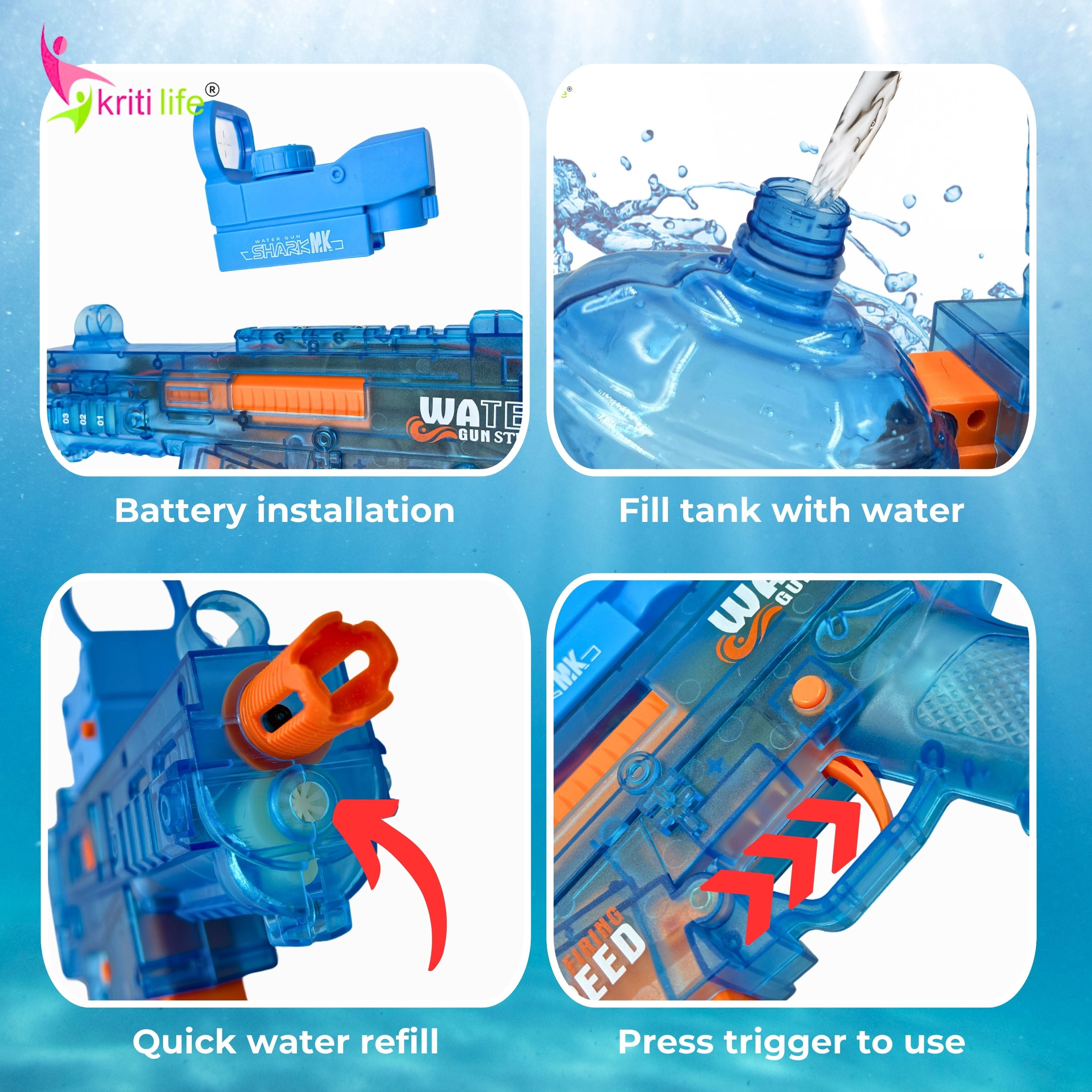 Electric Water Gun 200ML Water Tank and 30FT Range