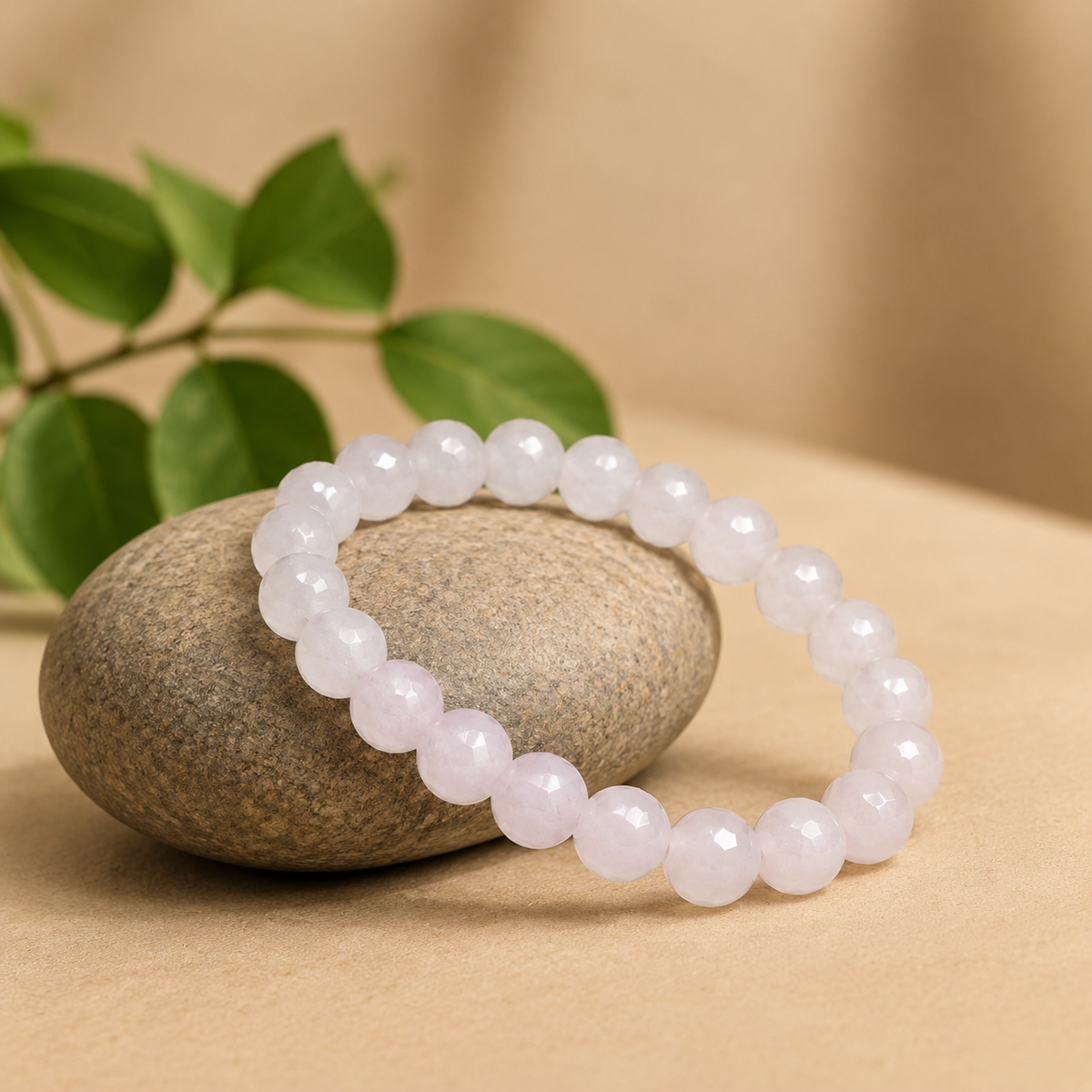 Natural Rose Quartz Crystal Stone Bracelet – Love, Healing & Harmony- 8mm