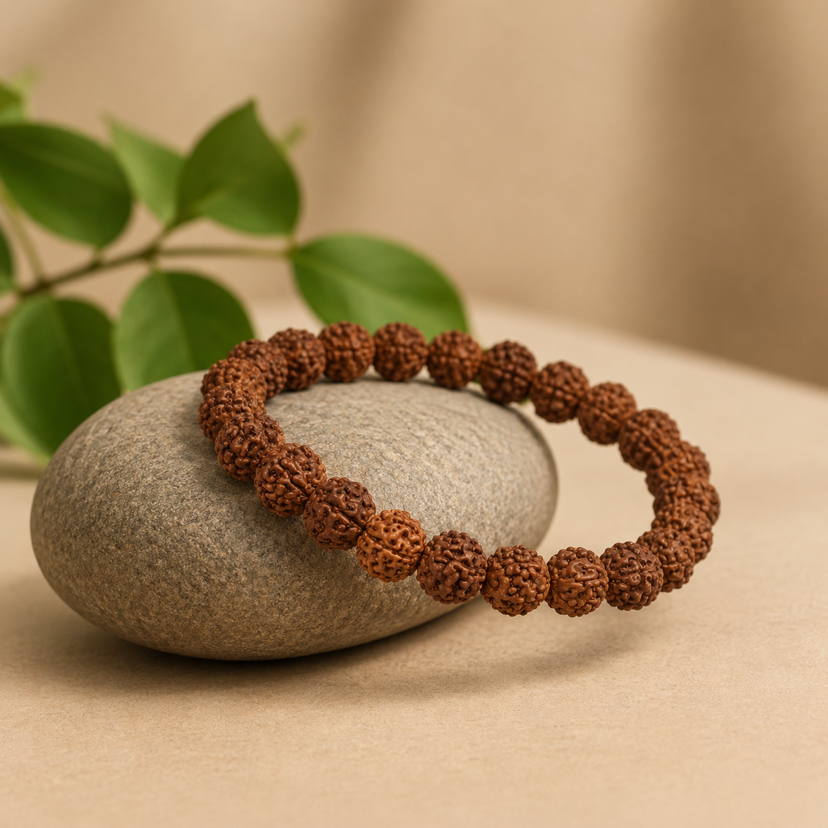 Natural Rudraksha Bracelet – Spiritual Protection, Calmness & Energy Balance- 8mm