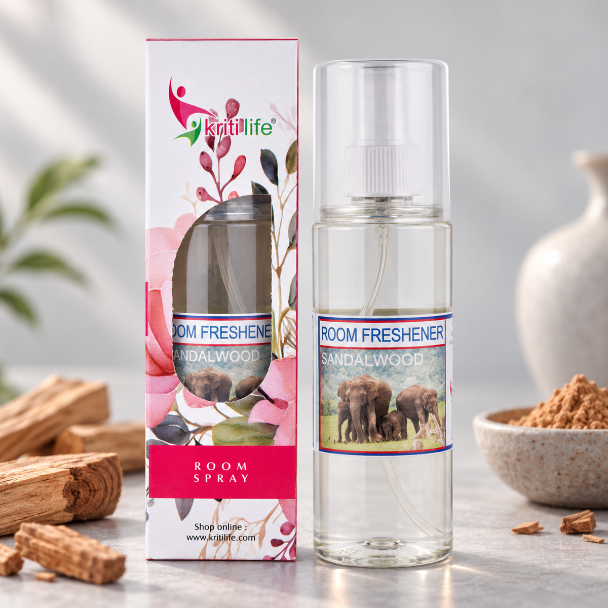Sandalwood Room Spray - 165 ML Long-Lasting Fragrance for Home &amp; Office