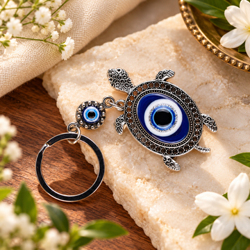 Turtle Evil Eye Keychain | Nazar Suraksha with Turtle Symbol for Calm & Protection-7 cm Hight