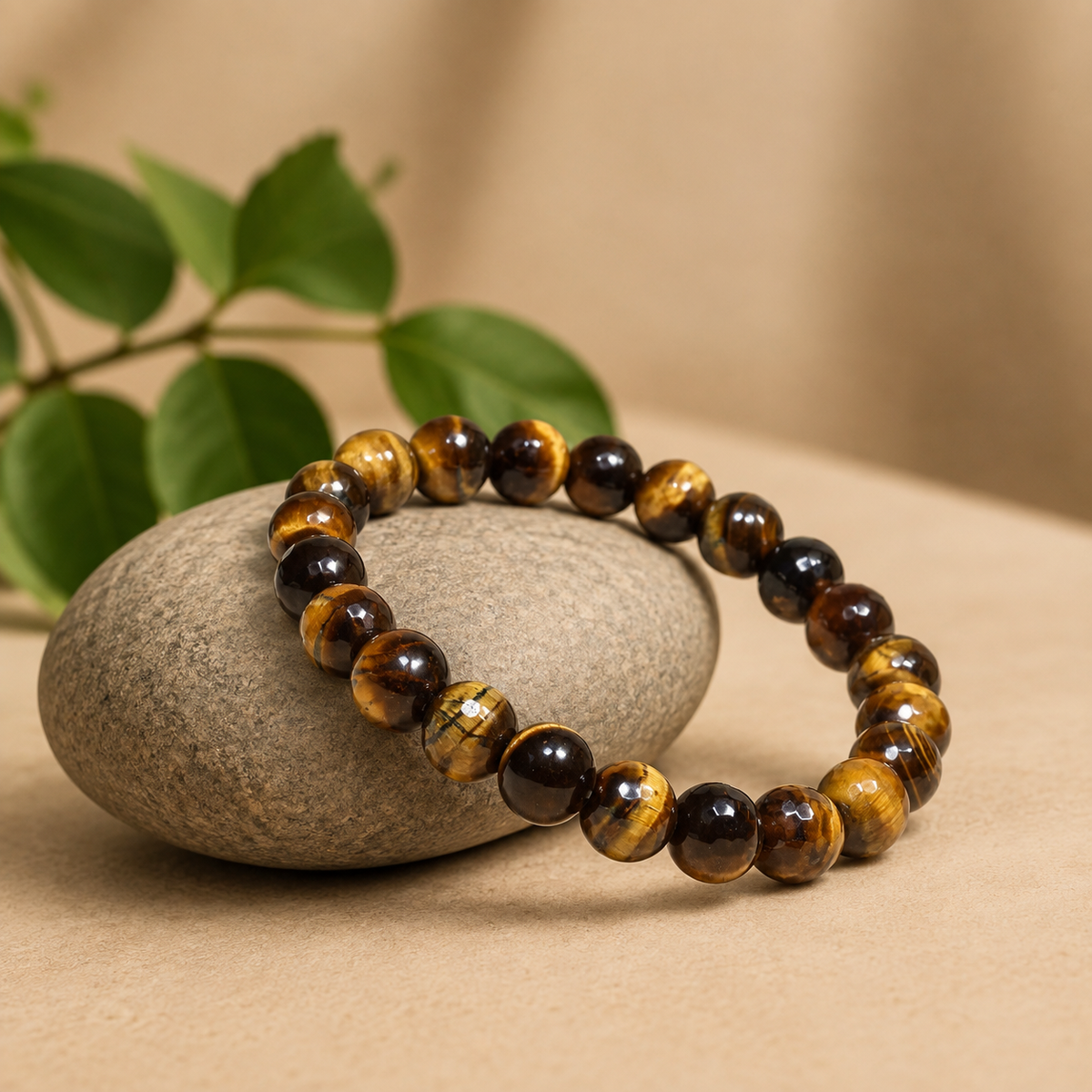 Natural Tiger Eye Crystal Stone Bracelet 8mm – Confidence, Focus & Protection