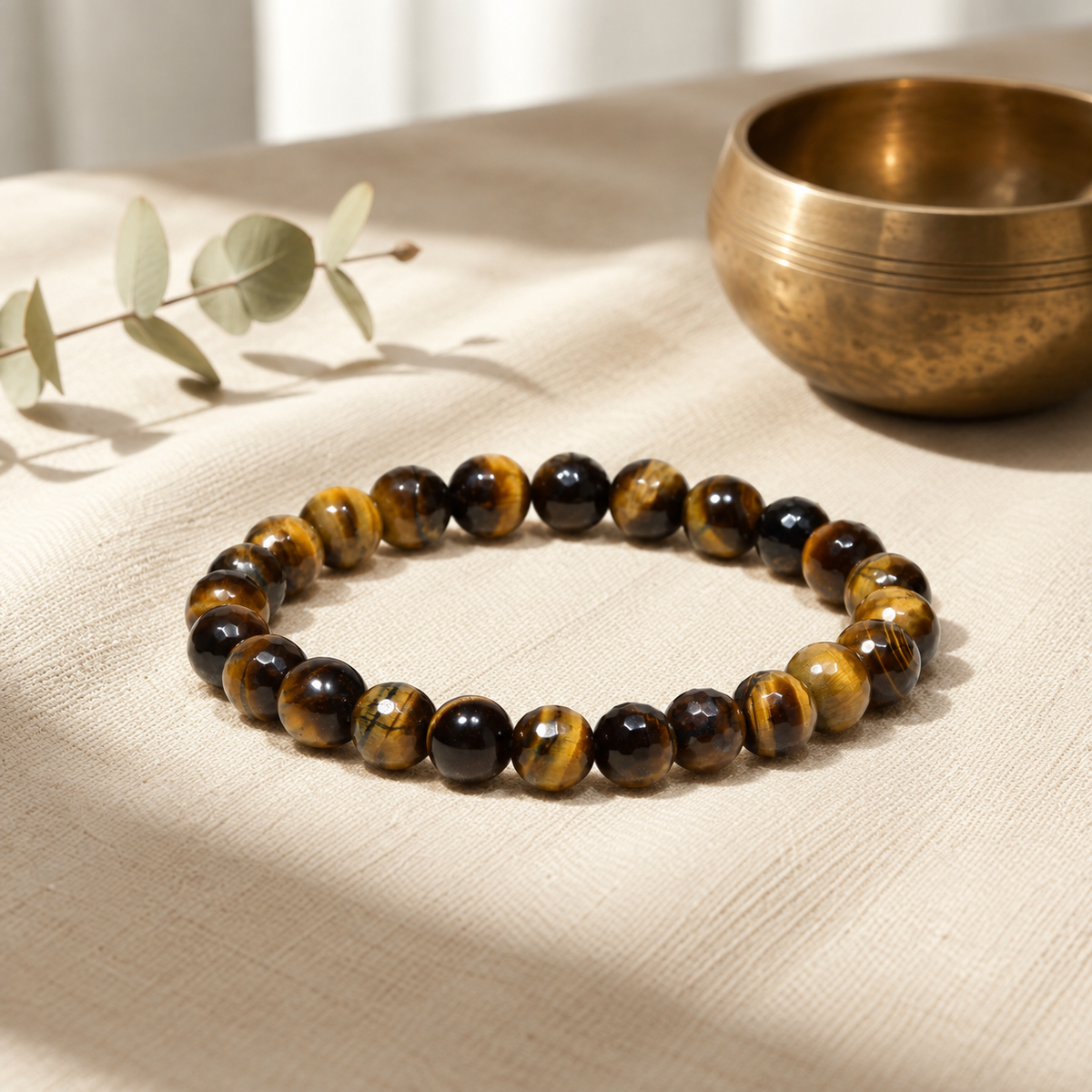 Natural Tiger Eye Crystal Stone Bracelet 8mm – Confidence, Focus & Protection