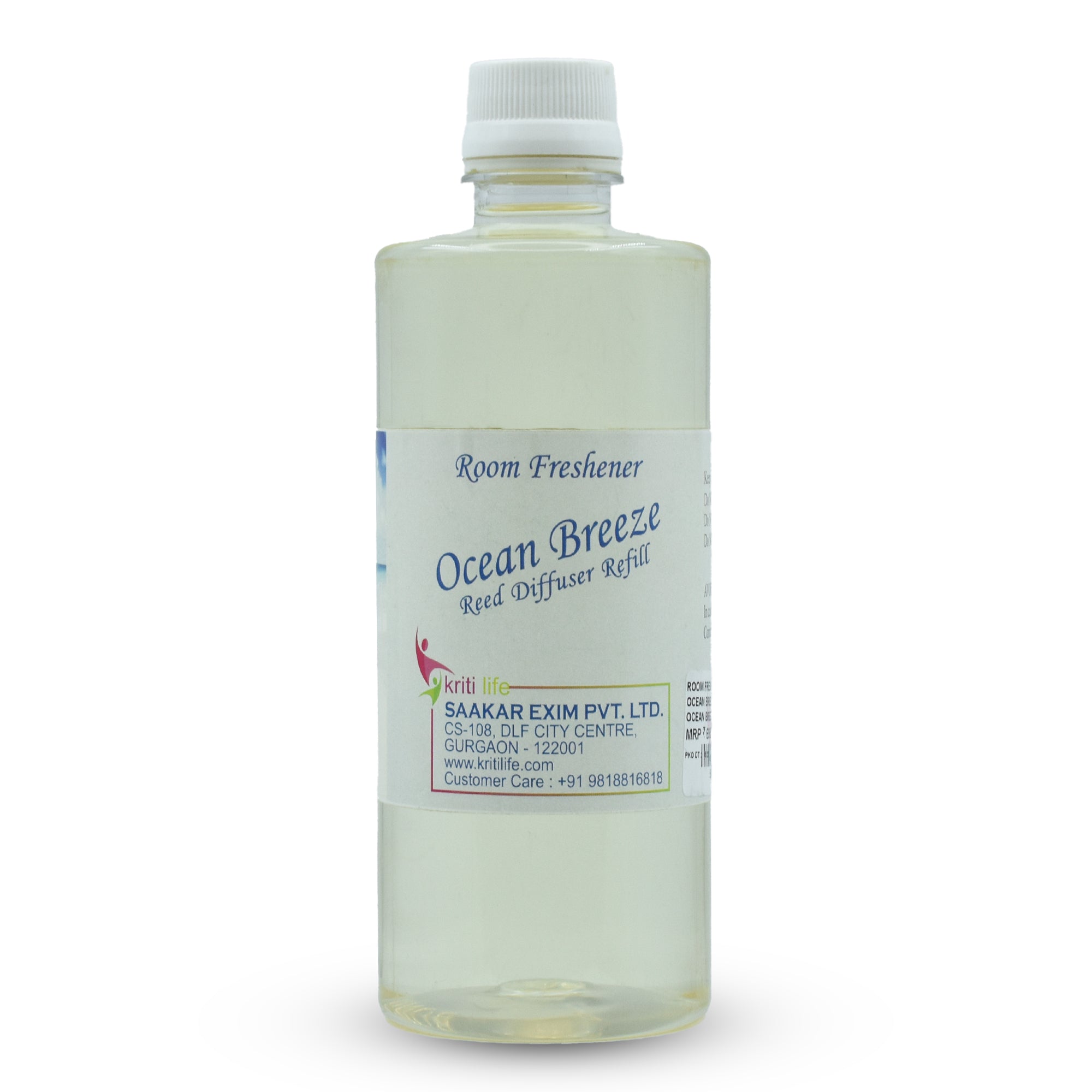 Kriti Life Reed Diffuser Refill - Ocean Breeze 450ML Long-Lasting Room Fragrance