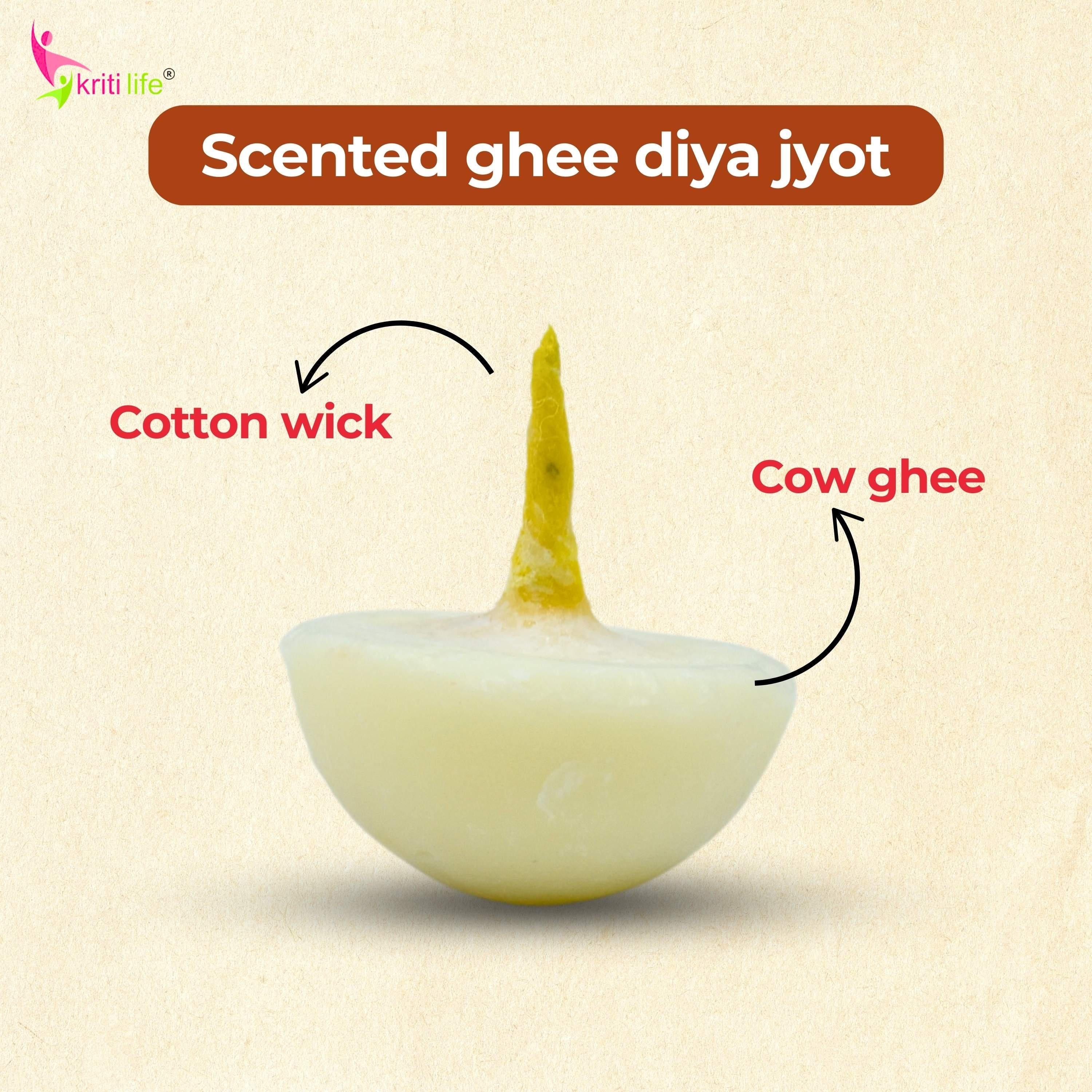 Kriti Life Scented Ghee Jyot Batti 100 Pcs for Puja Rituals