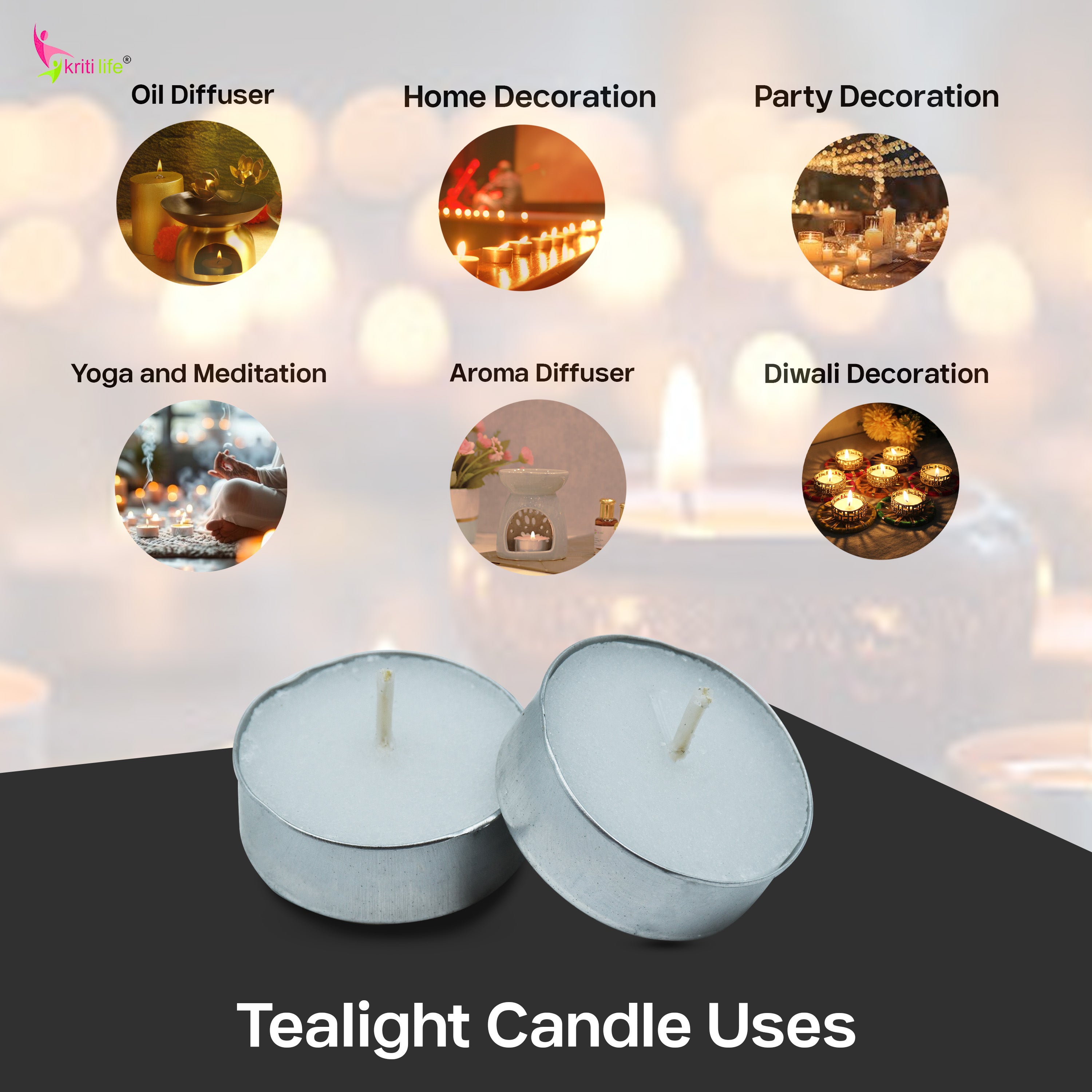 Tealight Candles Unscented  3 Hour Set of 50 Pcs