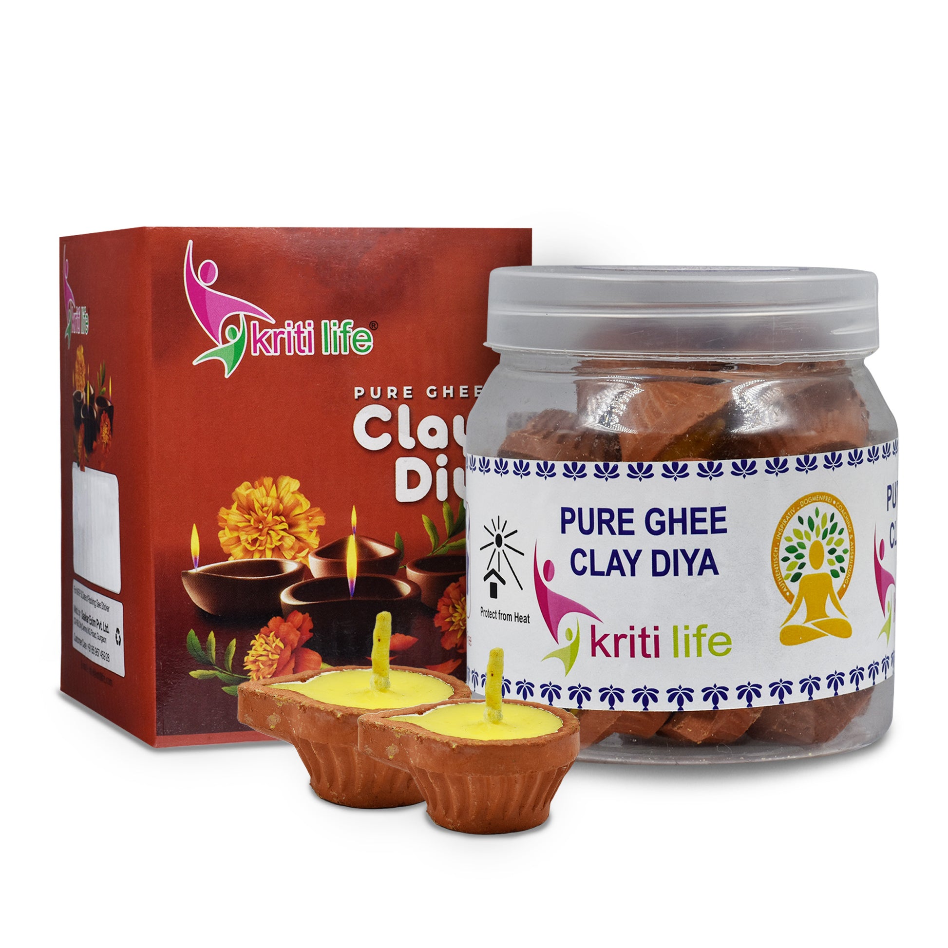 Kriti Life Ghee Jyot Clay Diyas 21 Pcs Ideal for Puja &amp; Festivals