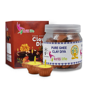 Kriti Life Ghee Jyot Clay Diyas 21 Pcs Ideal for Puja &amp; Festivals
