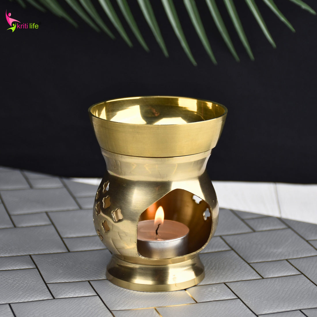 Brass Aroma Oil Burner for Essential Oils & Camphor | Tealight Diffuser for Meditation-4  inches