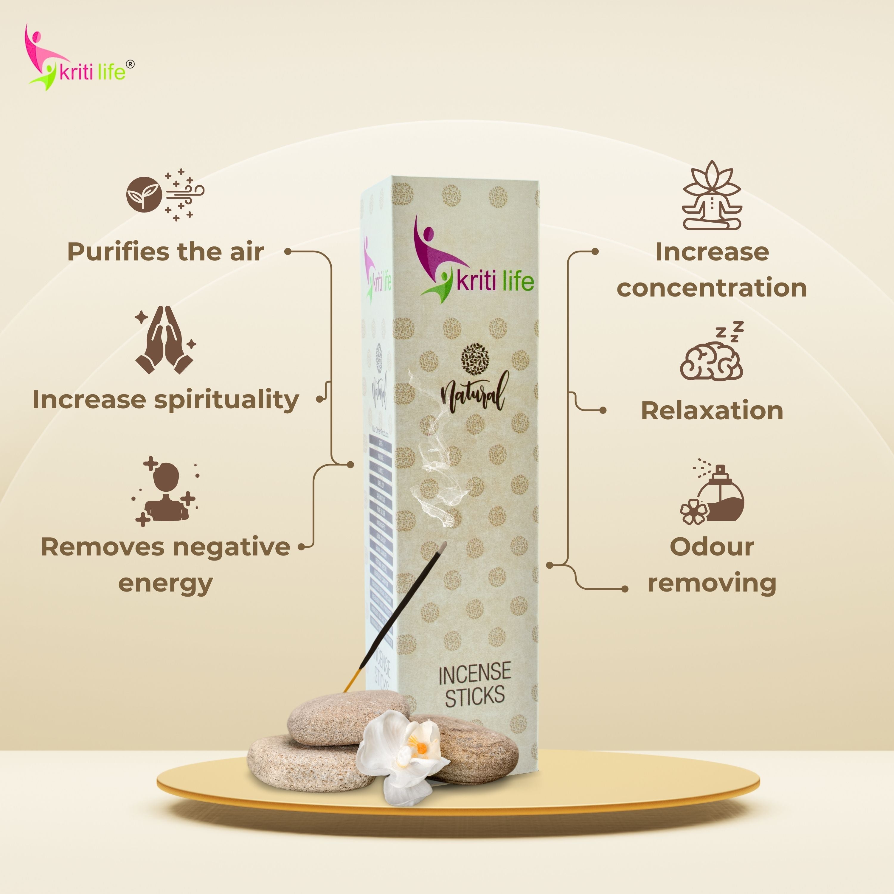 Kriti Life Incense Sticks - Clove 100 Pcs Perfect for Puja &amp; Relaxation