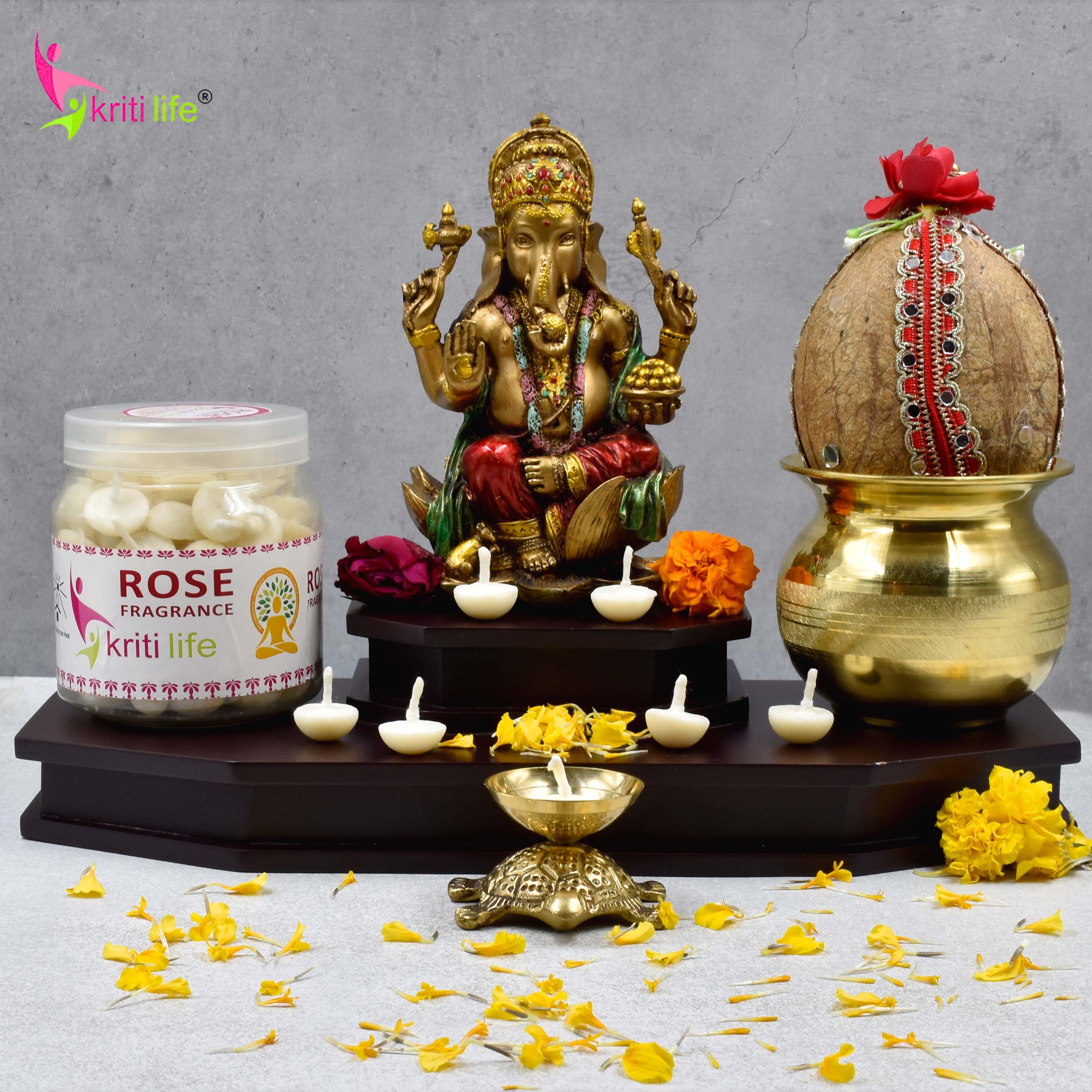 Kriti Life Scented Ghee Jyot Batti - Rose 100 Pcs for Puja Rituals