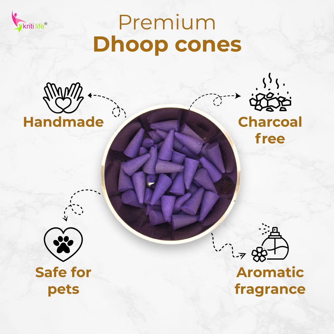 Incense Cone - Lavender 150 Pcs Burn Time 20 Minutes