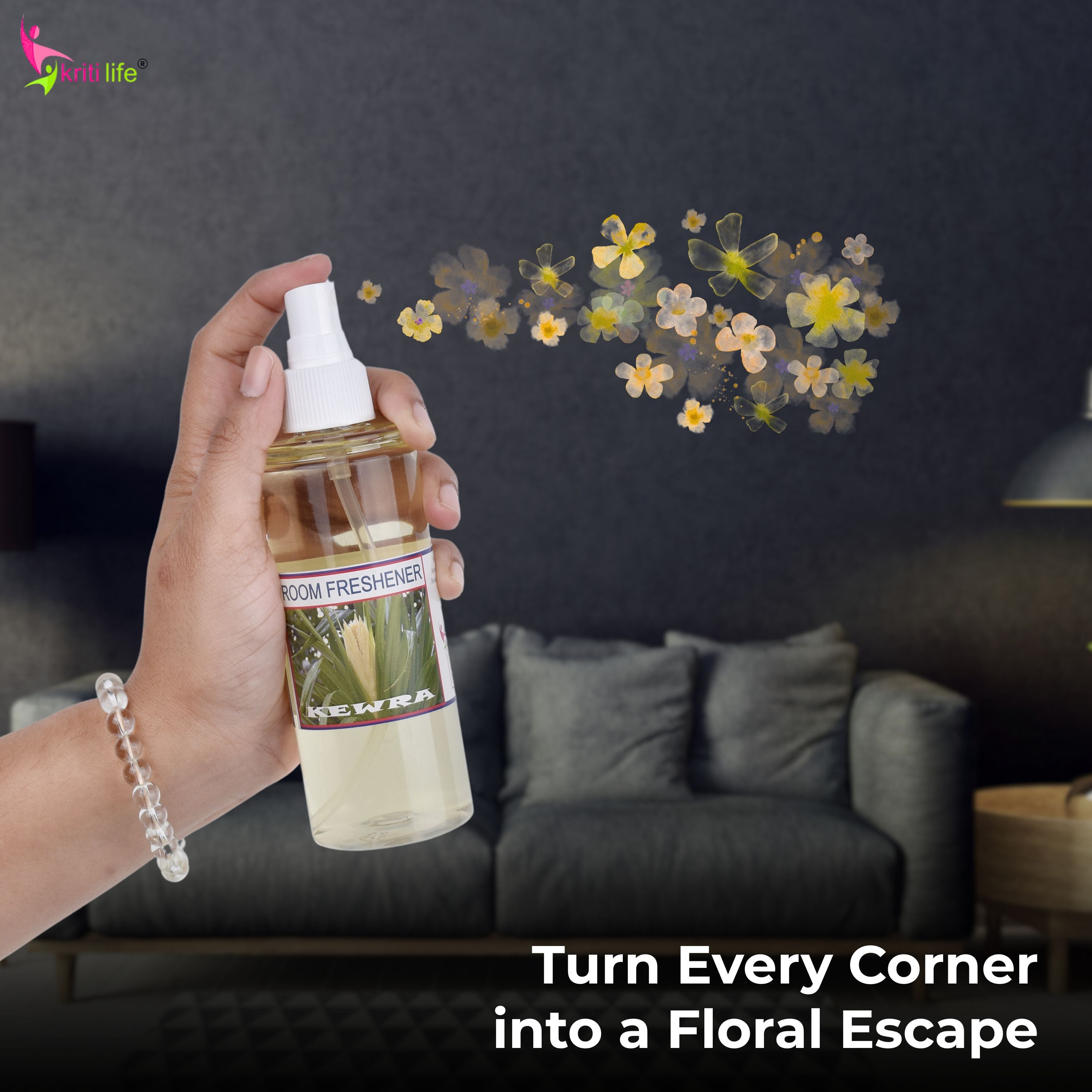 Kriti Life Room Spray - Kewra 165 ML