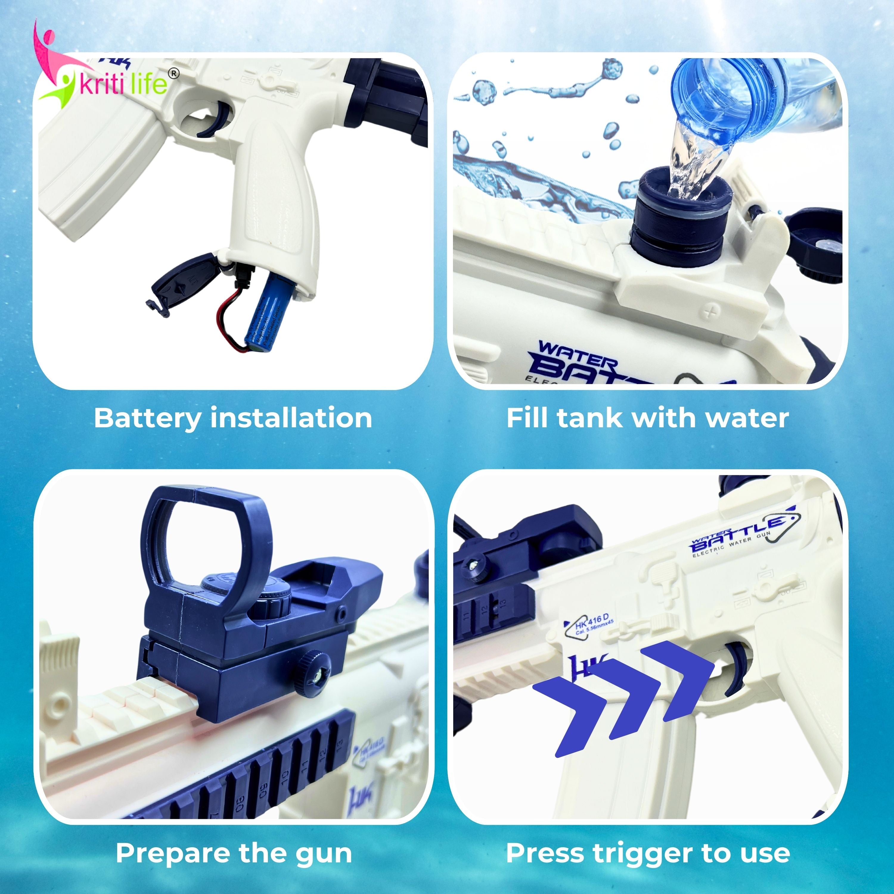 Electric Water Gun 250ML Water Tank and 40FT Range