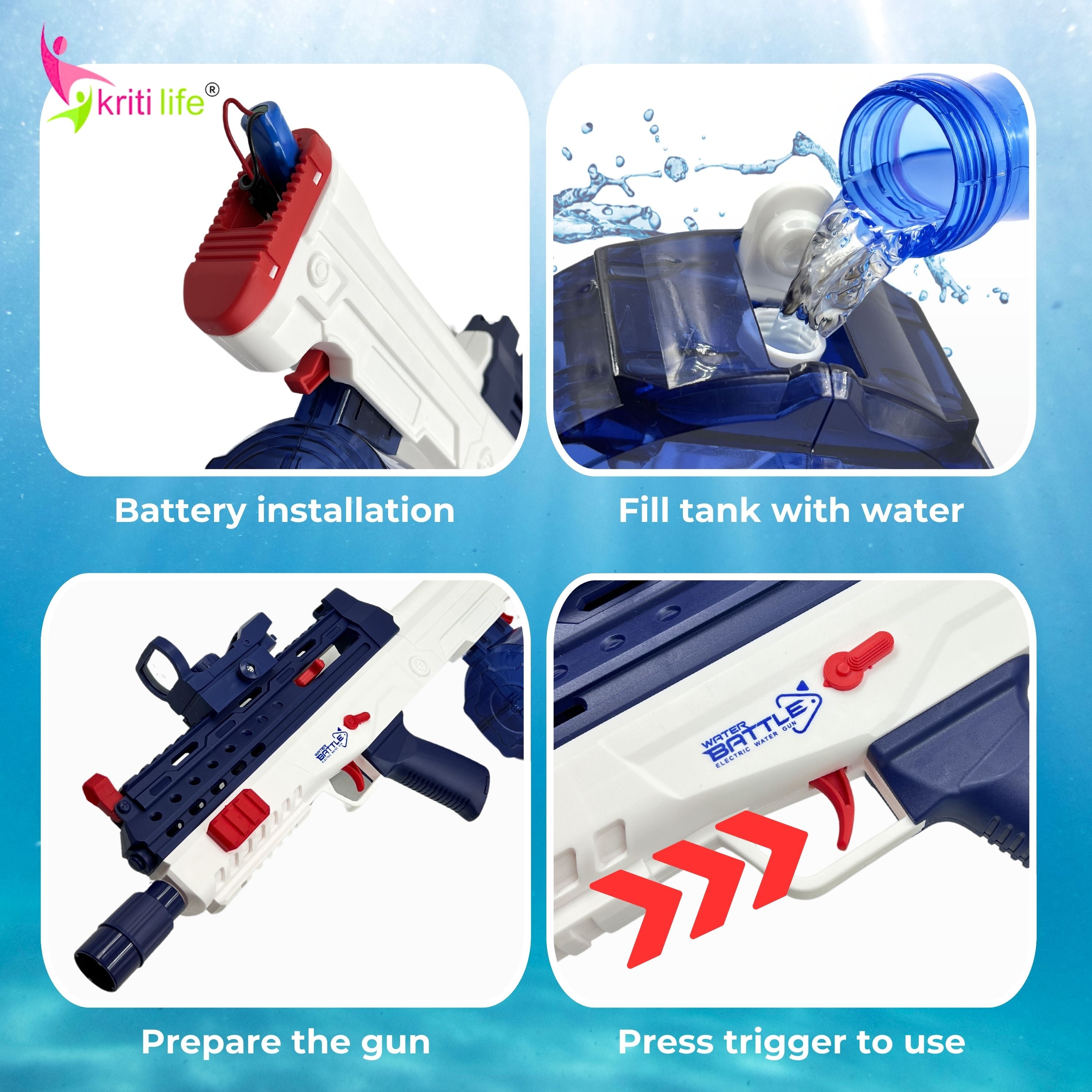 Electric Water Gun 250ML Water Tank and 50FT Range