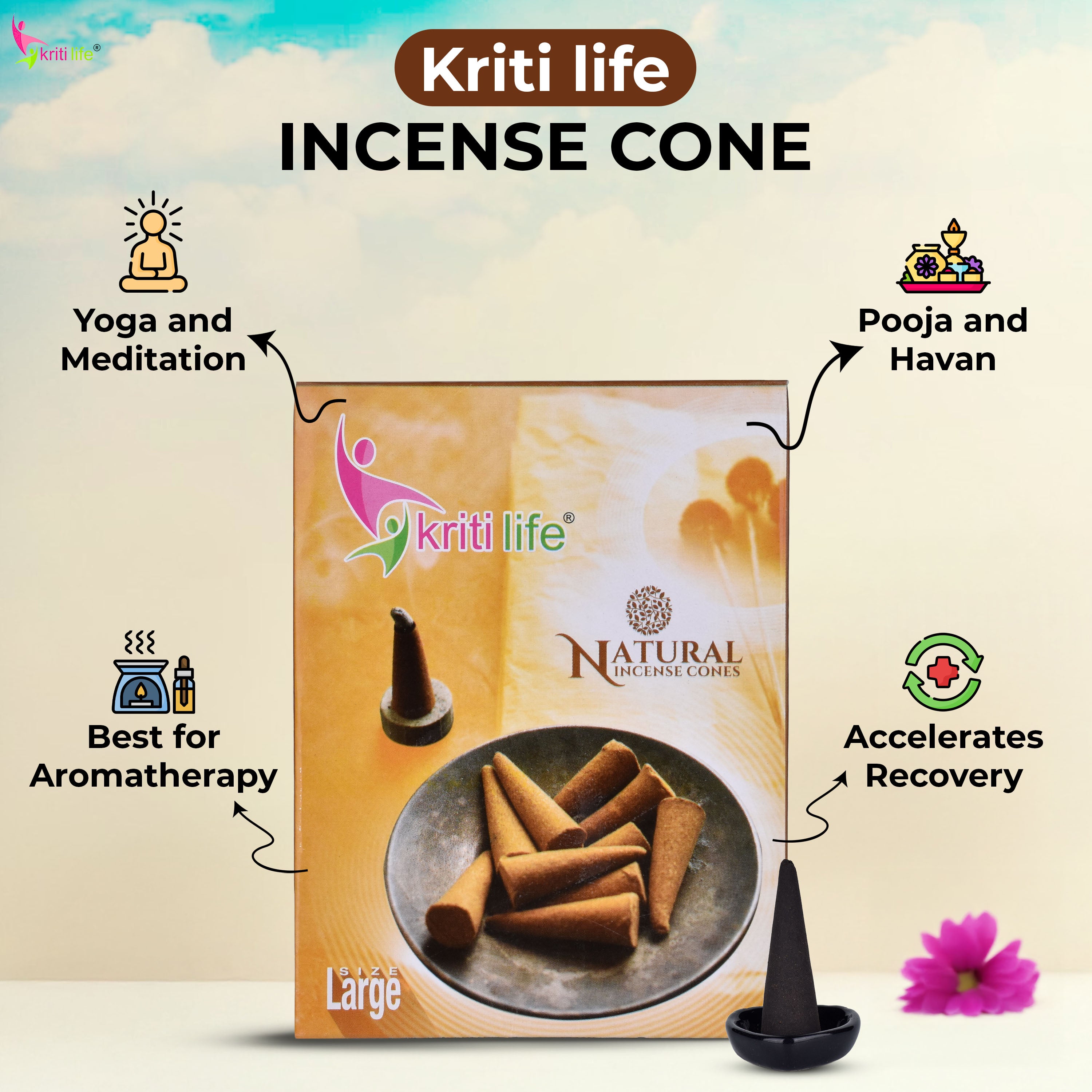 Incense Cone - Nag Champa 60 Pcs Burn Time 40 Minutes