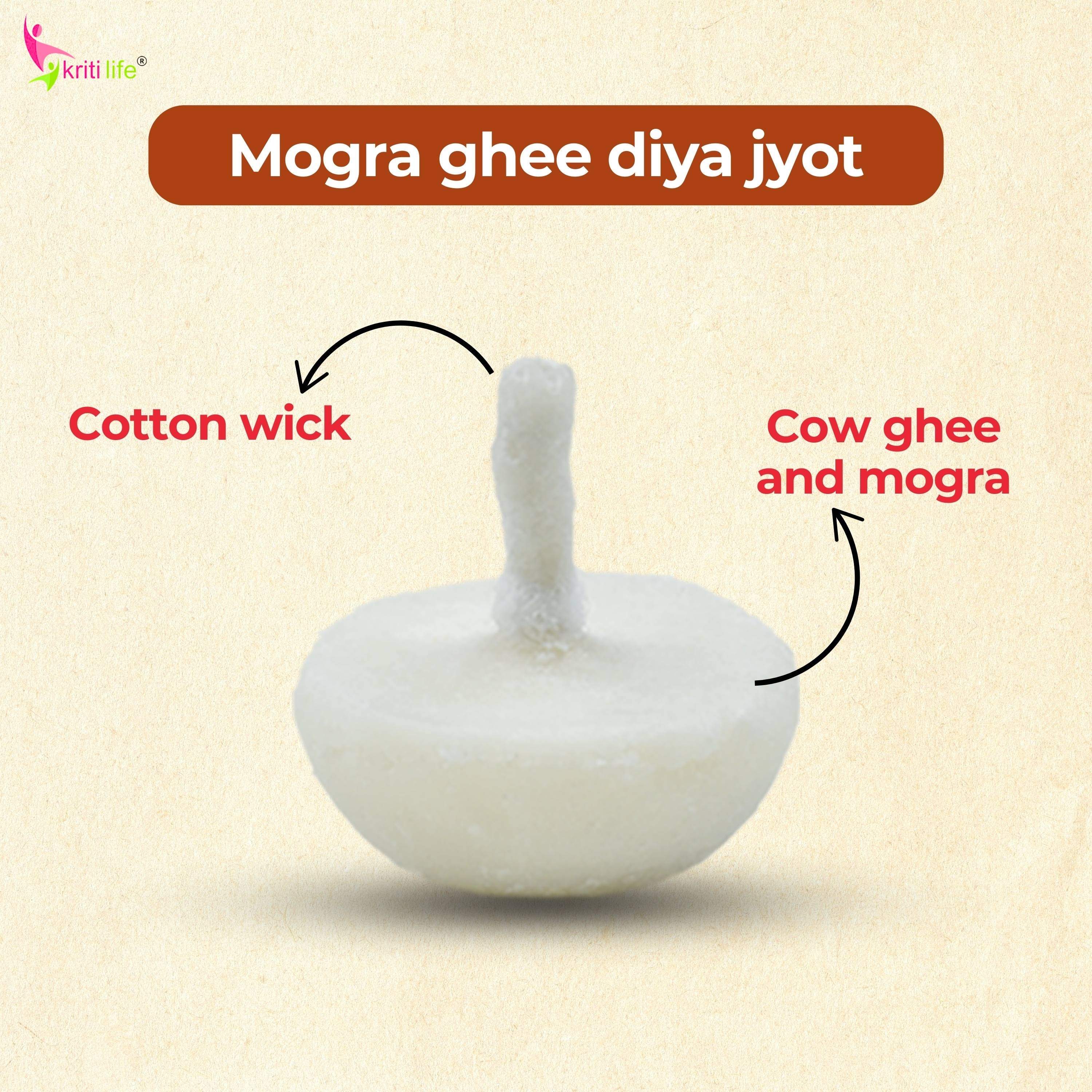 Kriti Life Scented Ghee Jyot Batti - Mogra 100 Pcs for Puja Rituals