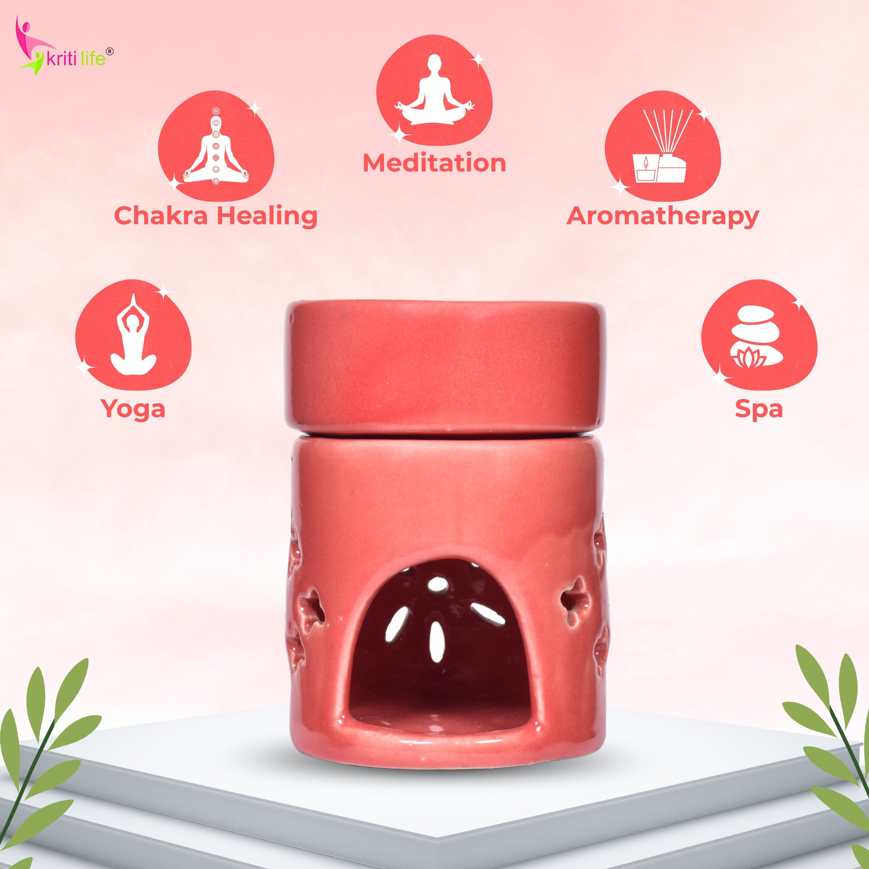 Ceramic Aroma Oil Diffuser Burner – Multipurpose Fragrance Lamp with Tealight Holder for Aromatherapy, Meditation, Spa, and Healing – 4 Inches