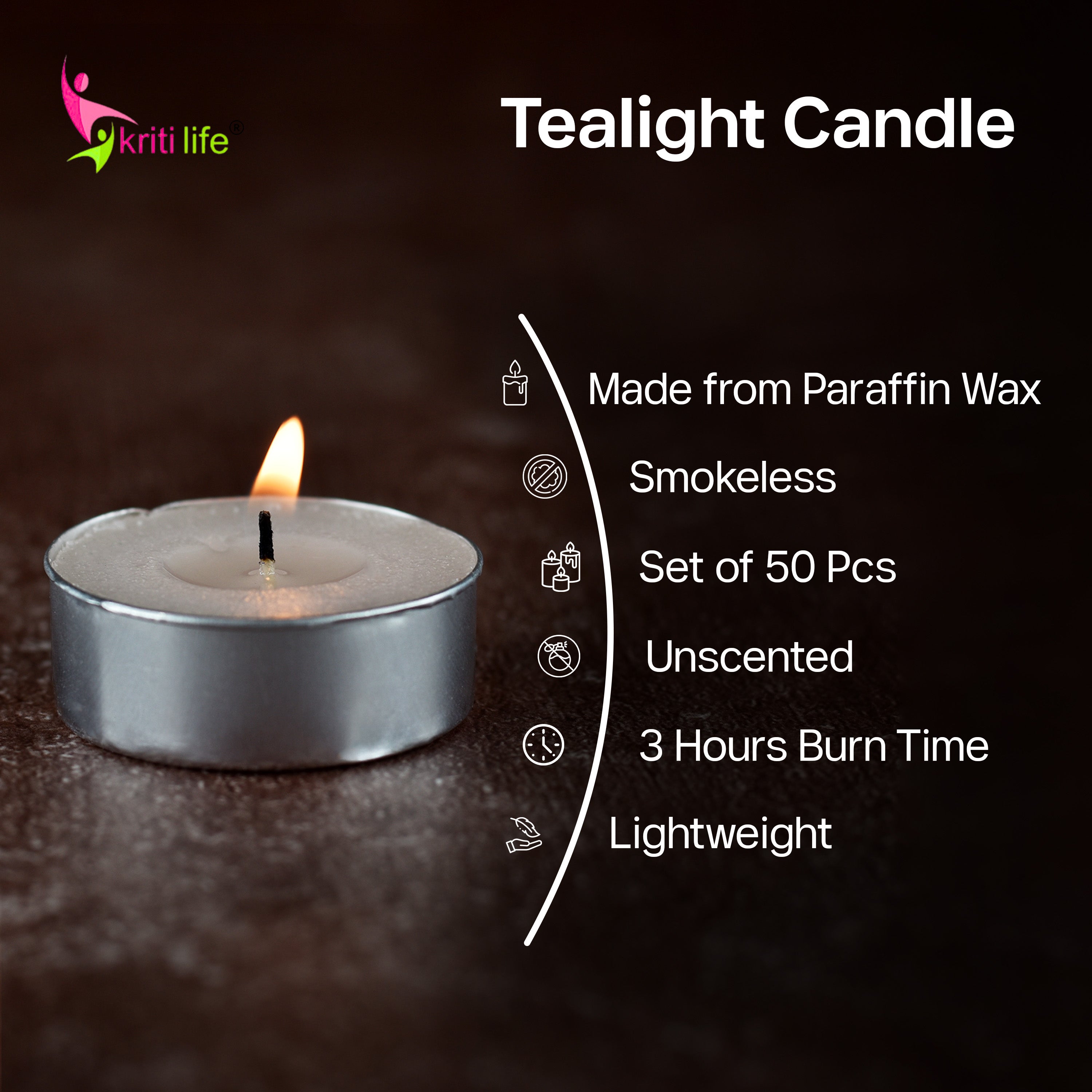 Tealight Candles Unscented  3 Hour Set of 50 Pcs