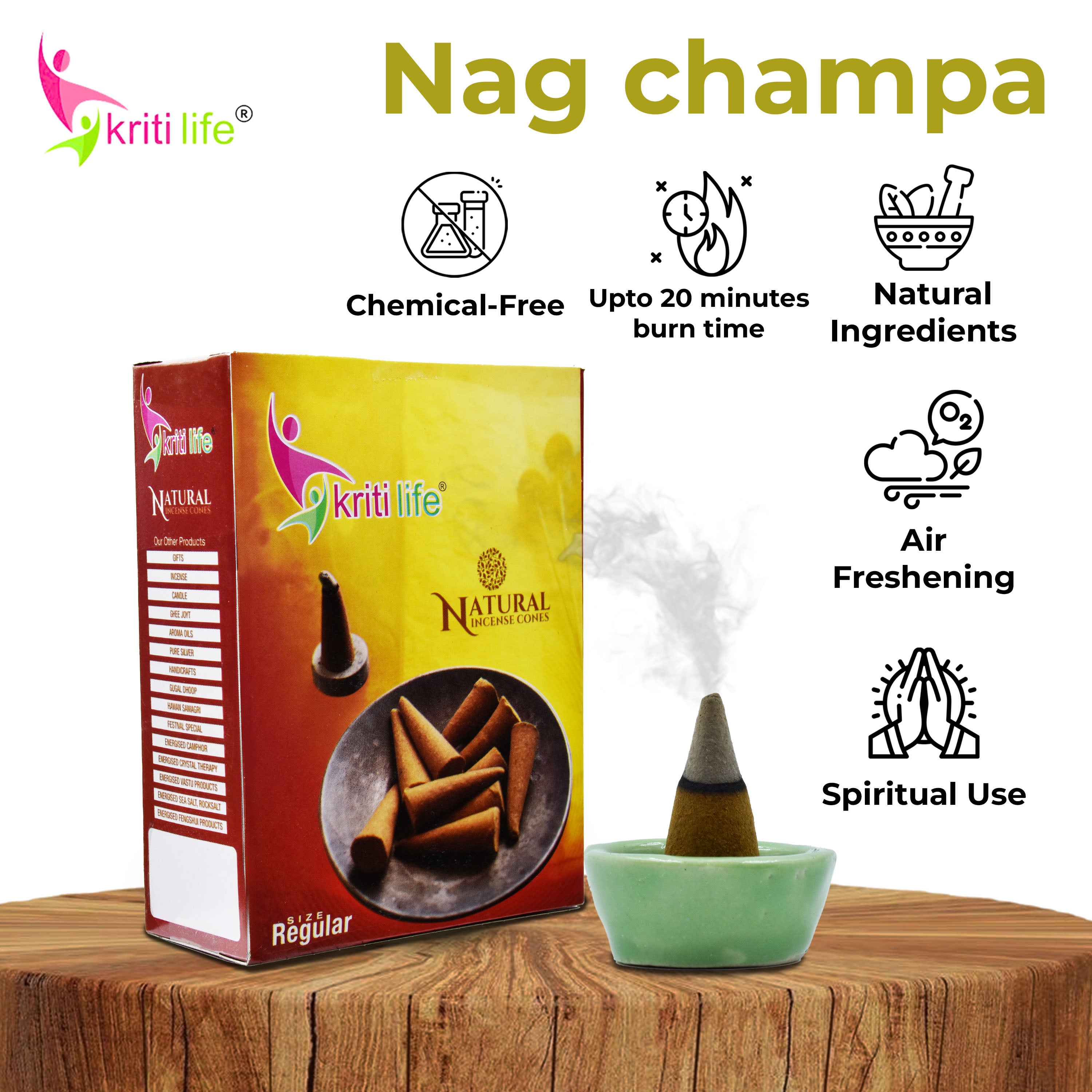 Incense Cone - Nag Champa 150 Pcs Burn Time 20 Minutes