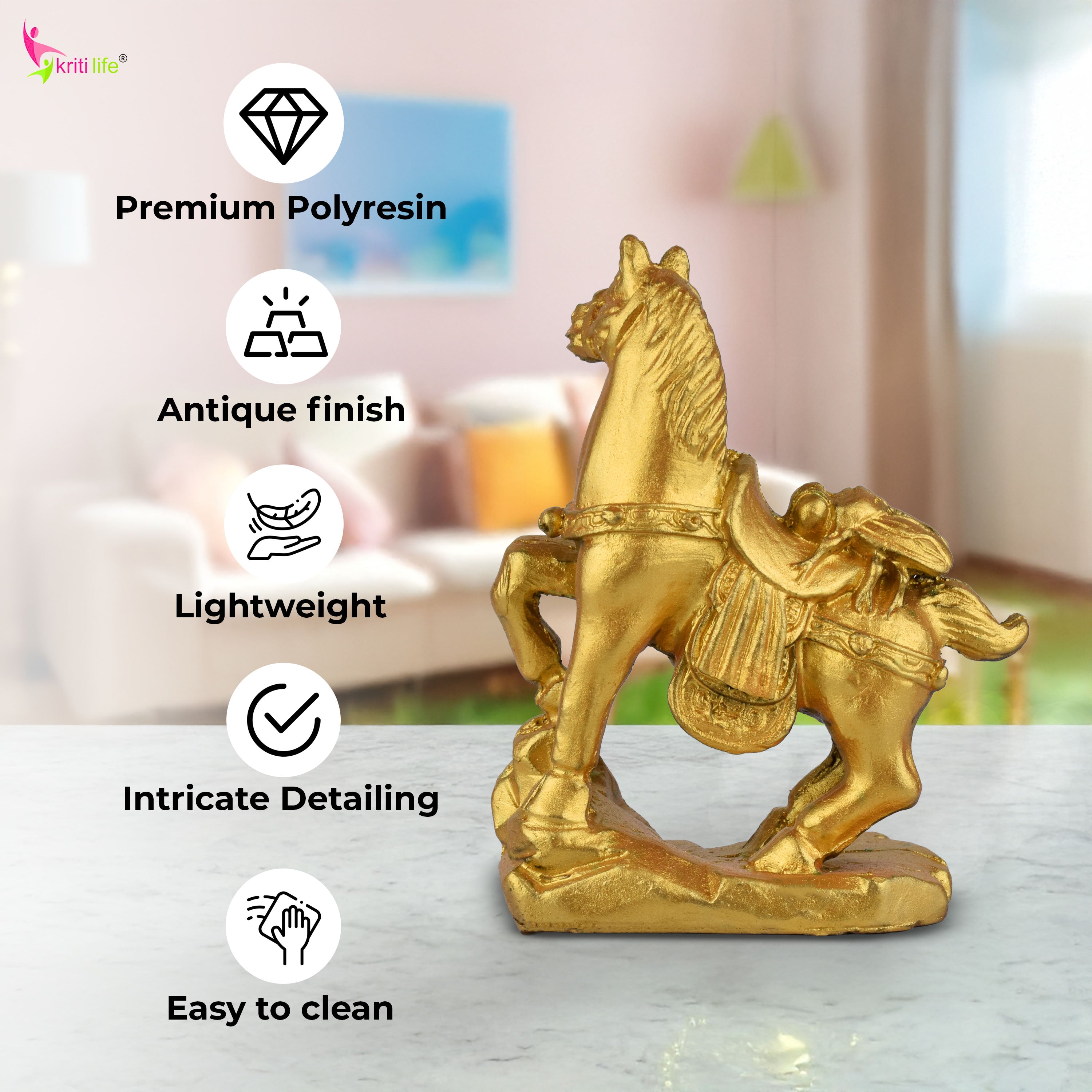 Feng Shui Victory Horse Idol for Career Growth & Fame - 3.5 inches