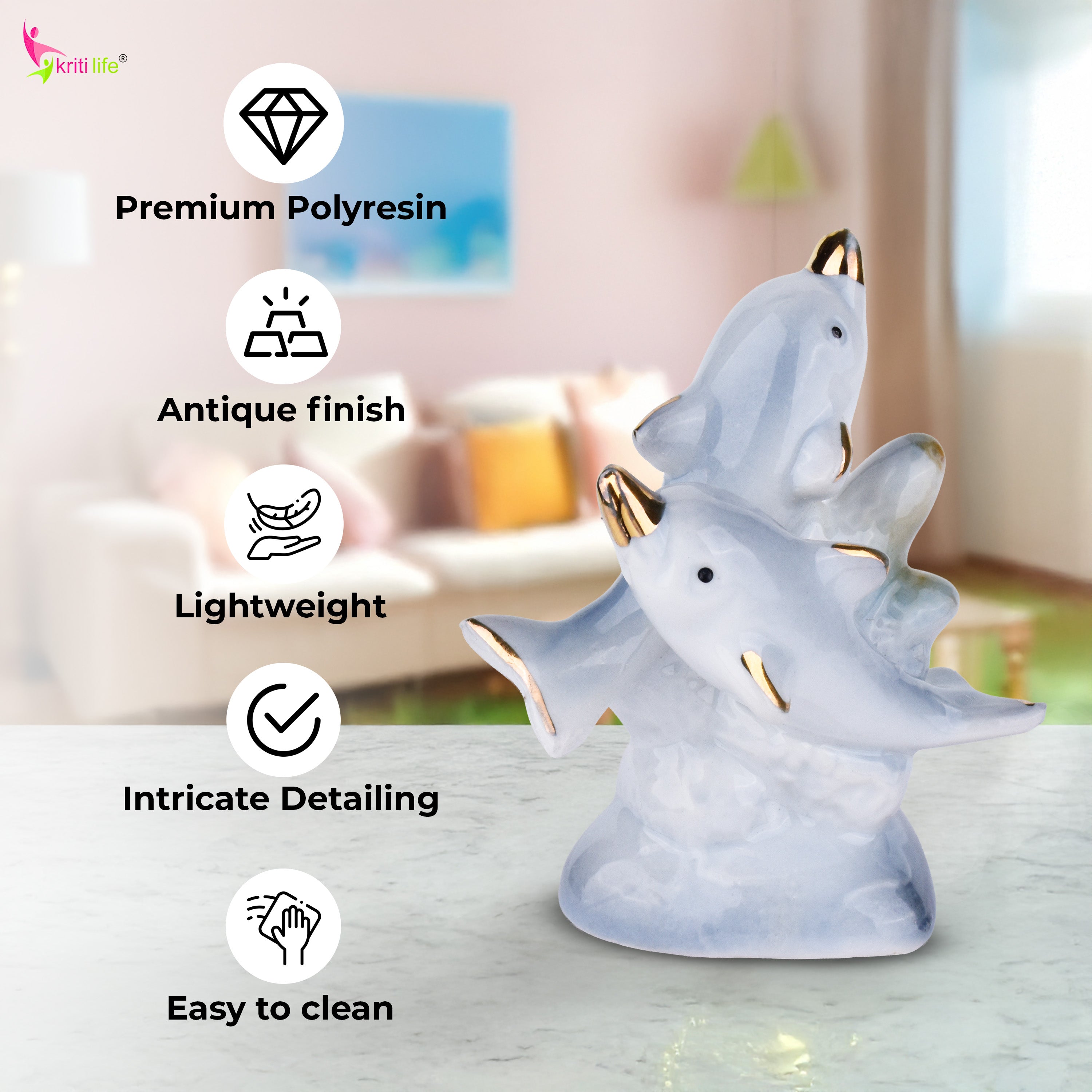 Feng Shui Dolphin Idol for Love, Harmony & Positivity - 3 inches