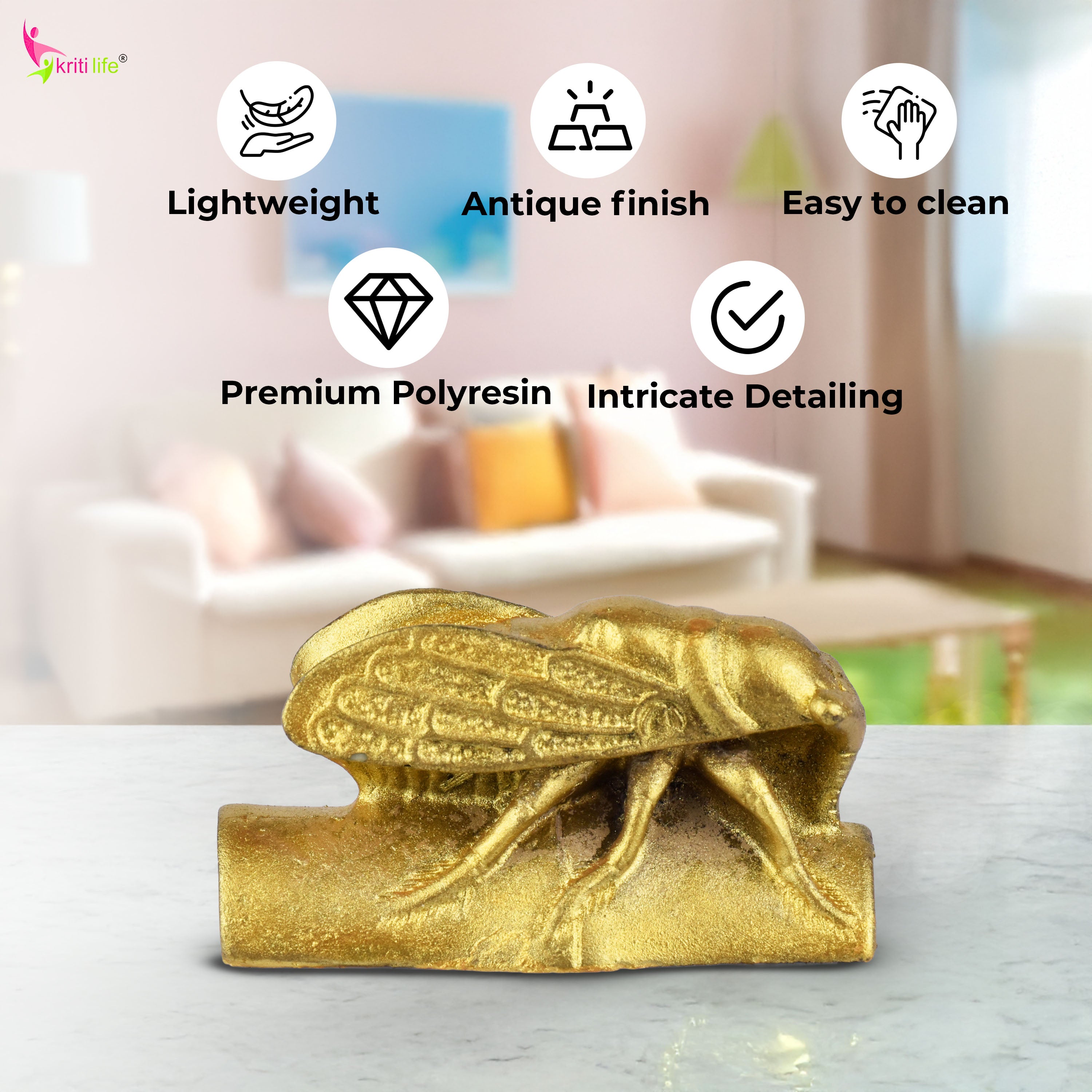 Feng Shui Cicada Idol for Career Stability | Office Protection & Focus Enhancer-2 inches