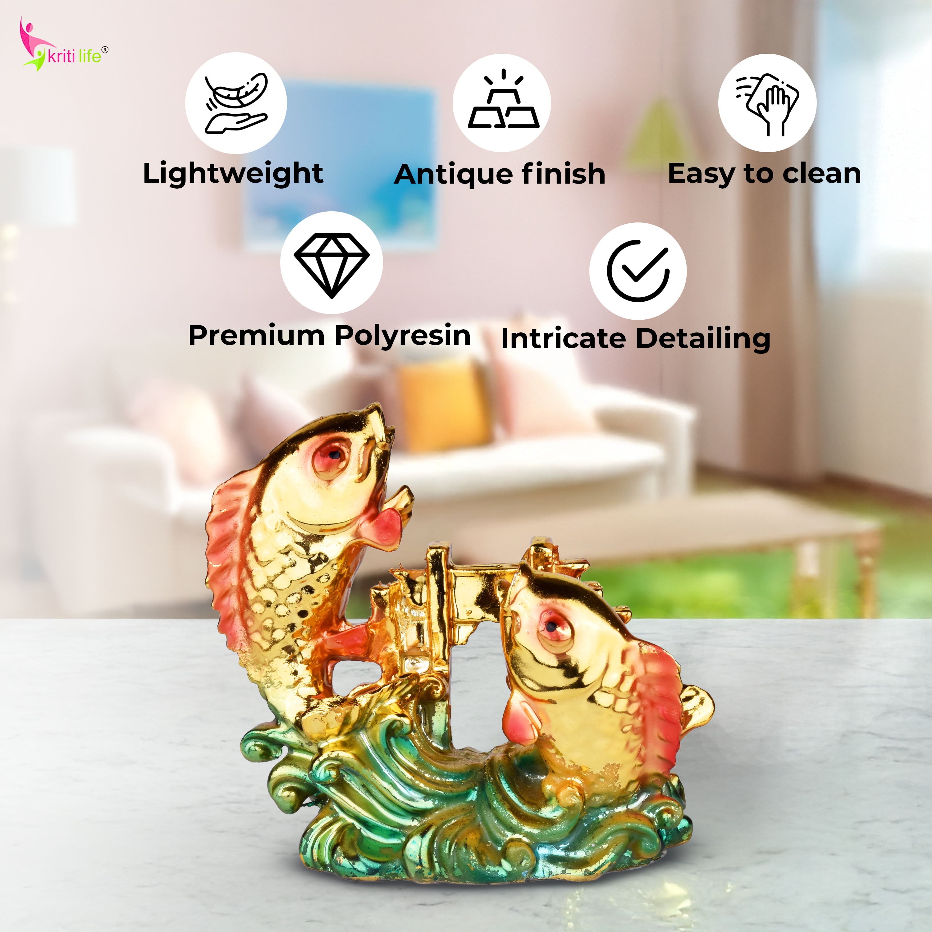 Feng Shui Car Fish Idol – For Prosperity, Safe Travel & Relationship Harmony-3 inches