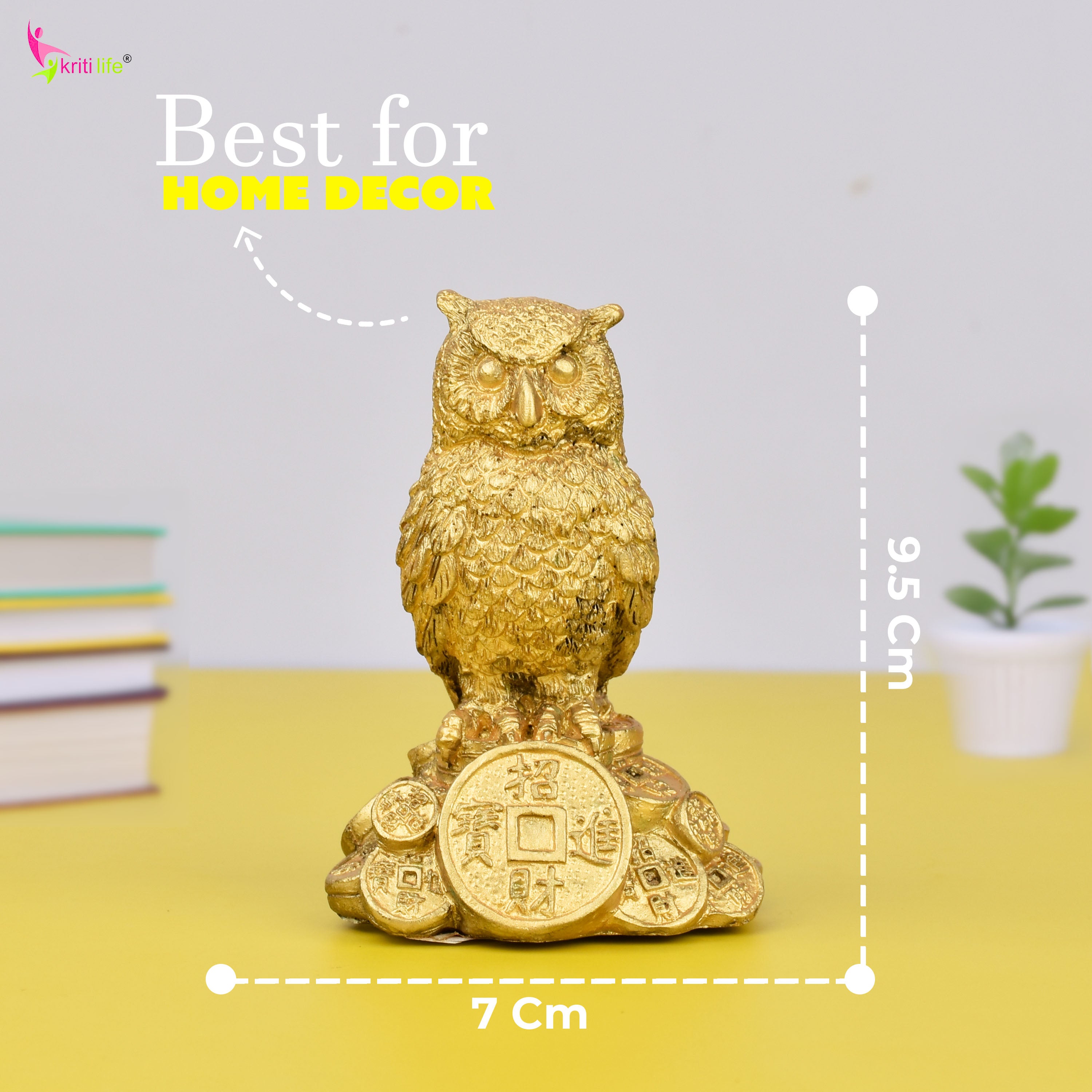 Feng Shui Owl Idol for Wisdom, Focus & Protection – Premium Polyresin Decor-3.5 inches