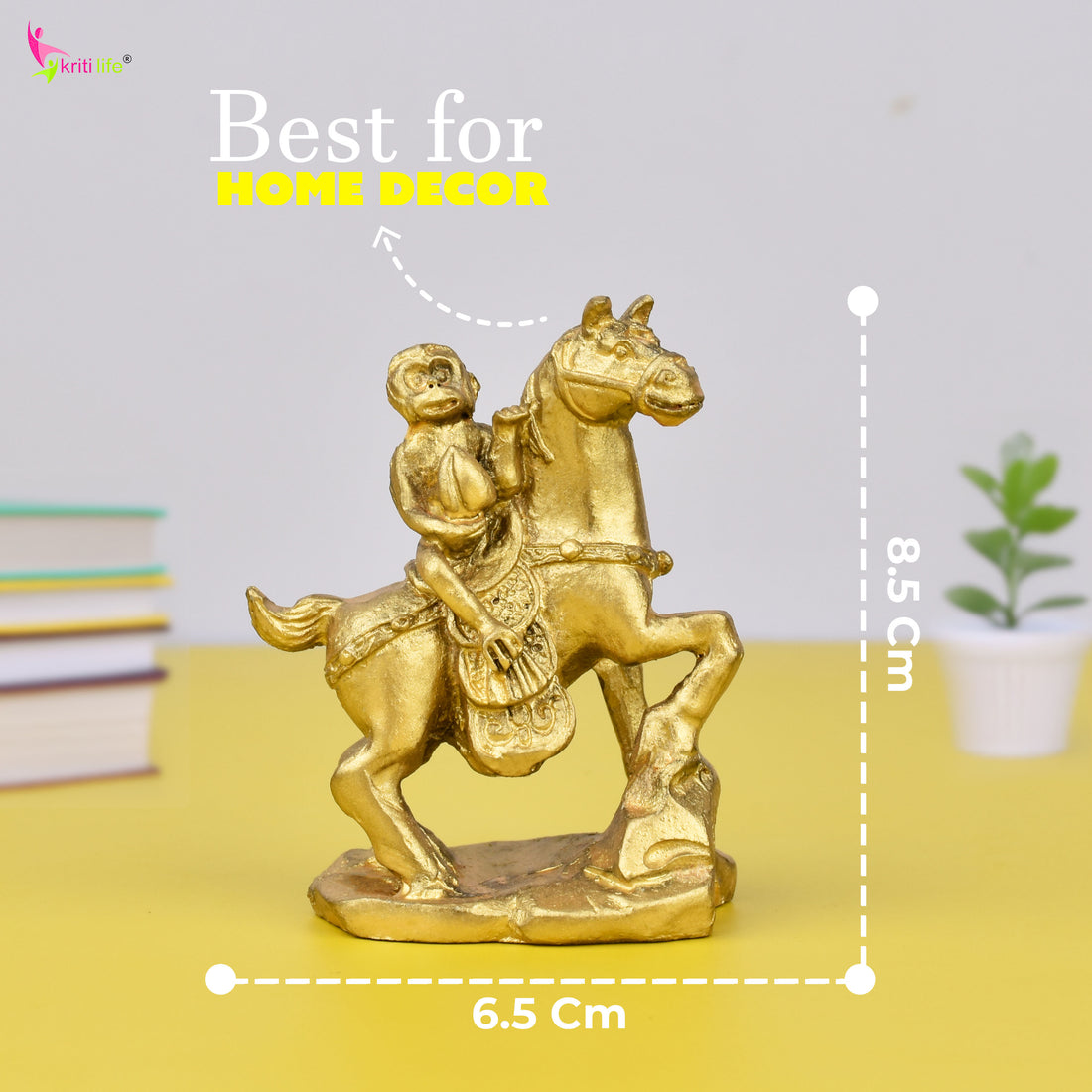 Feng Shui Golden Monkey on Horse Idol – Career Growth, Recognition & Promotion Symbol- 3 inches
