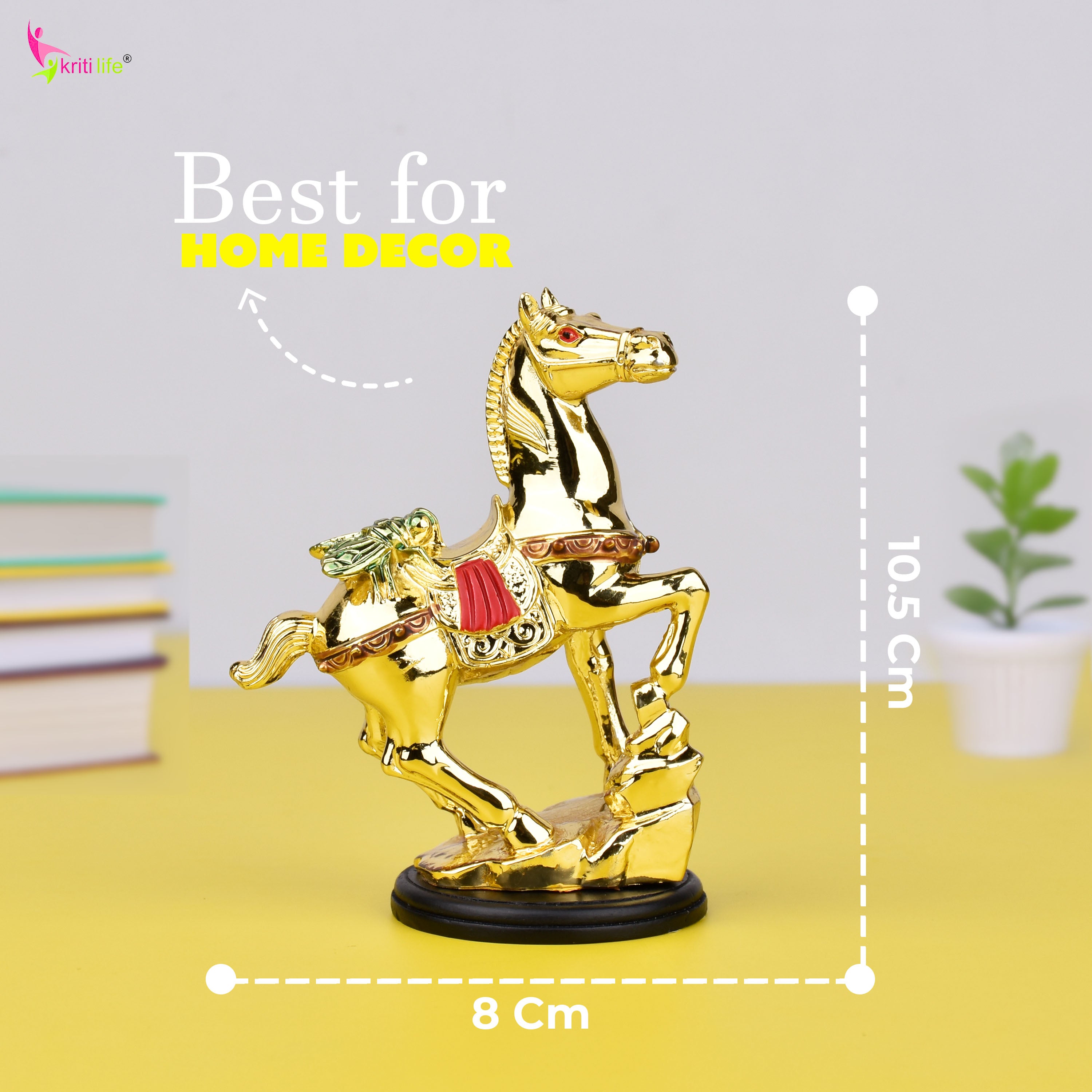 Feng Shui Flying Horse Idol – Career Growth, Fame & Promotions | Premium Golden Polyresin Figurine- 4 inches