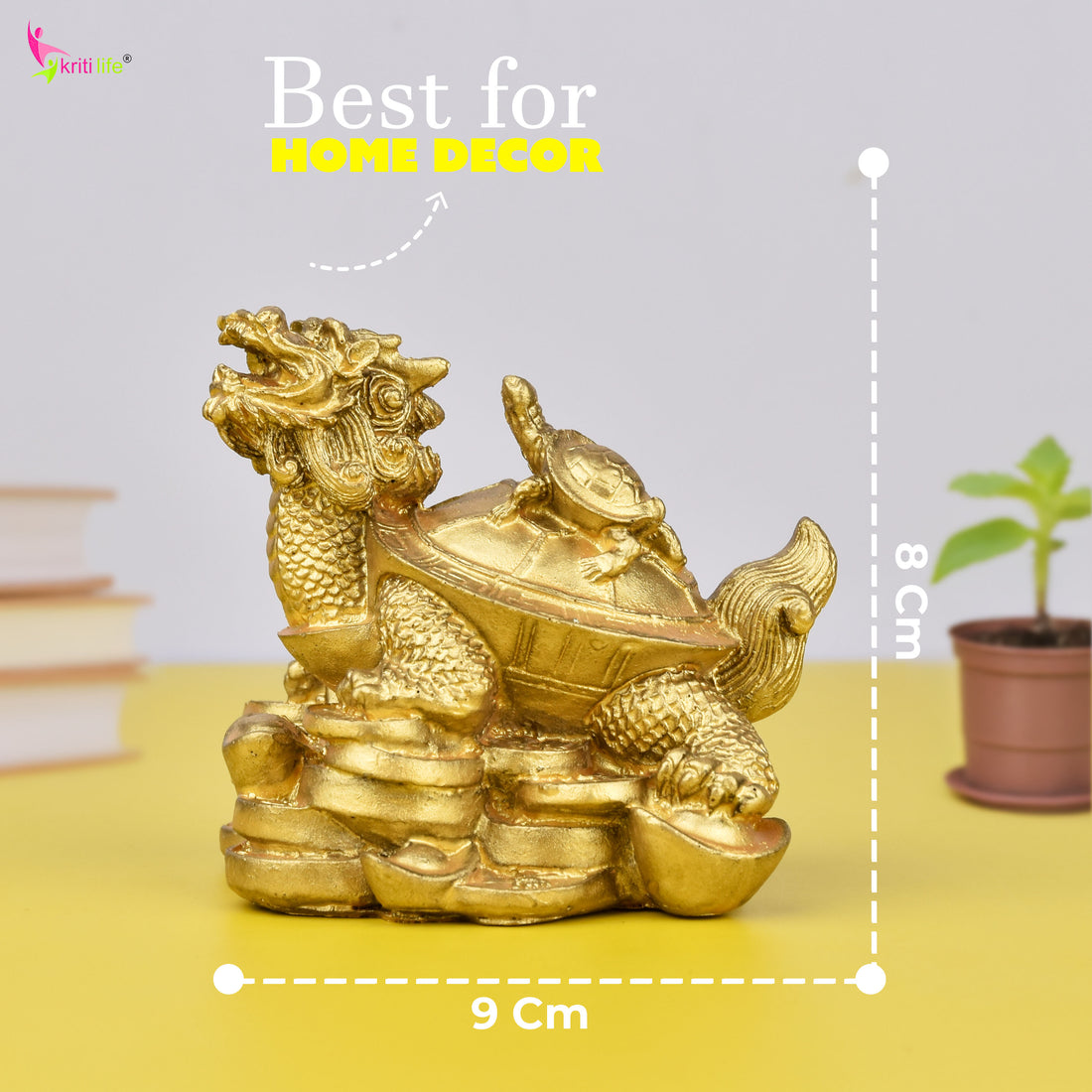 Feng Shui Dragon Baby Tortoise Idol for Career Growth & Family Longevity- 3.5 inches