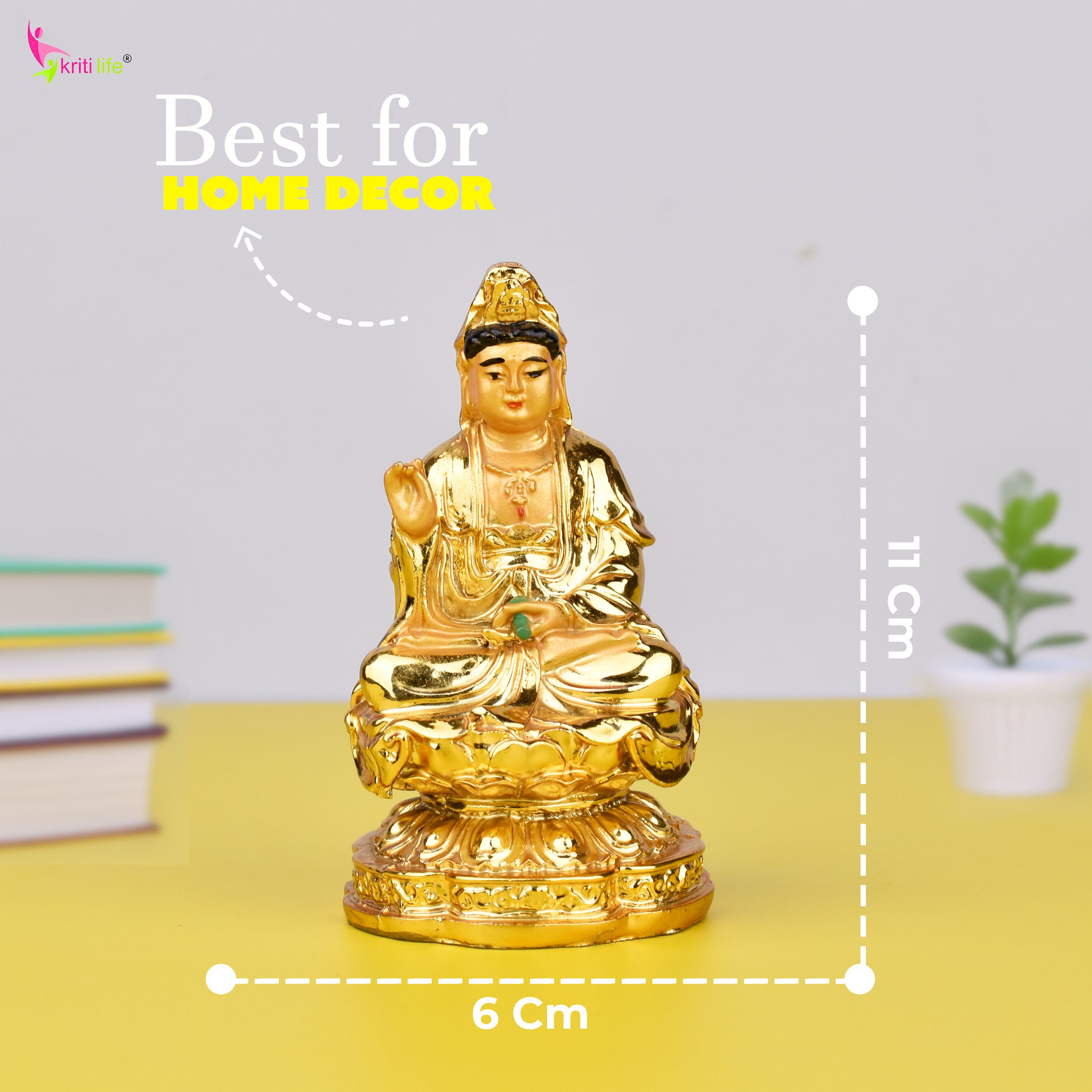 Feng Shui Mother Kwan Yin Idol – Goddess of Mercy for Peace, Healing & Spiritual Growth- 4  inches