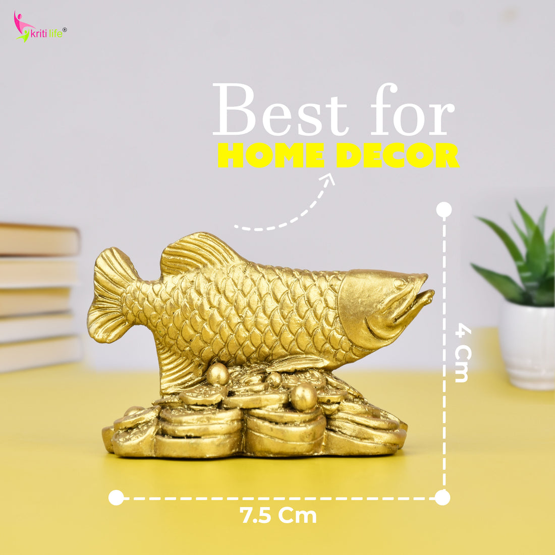 Feng Shui Arowana Fish Idol for Career Growth, Wealth & Protection- 3  inches