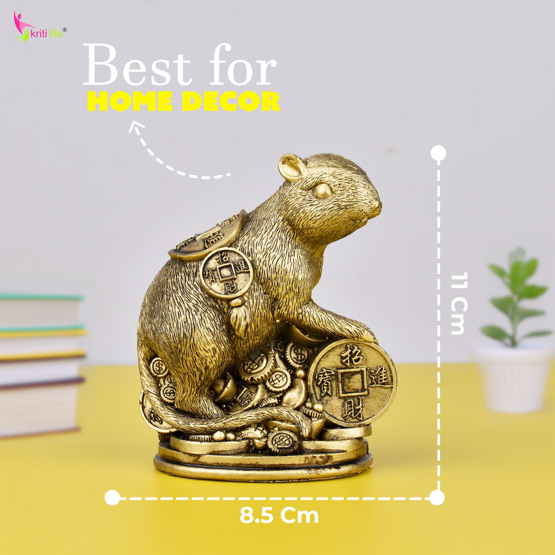 Feng Shui Wealth Rat | Symbol of Prosperity, Savings & Career Growth-4 inches