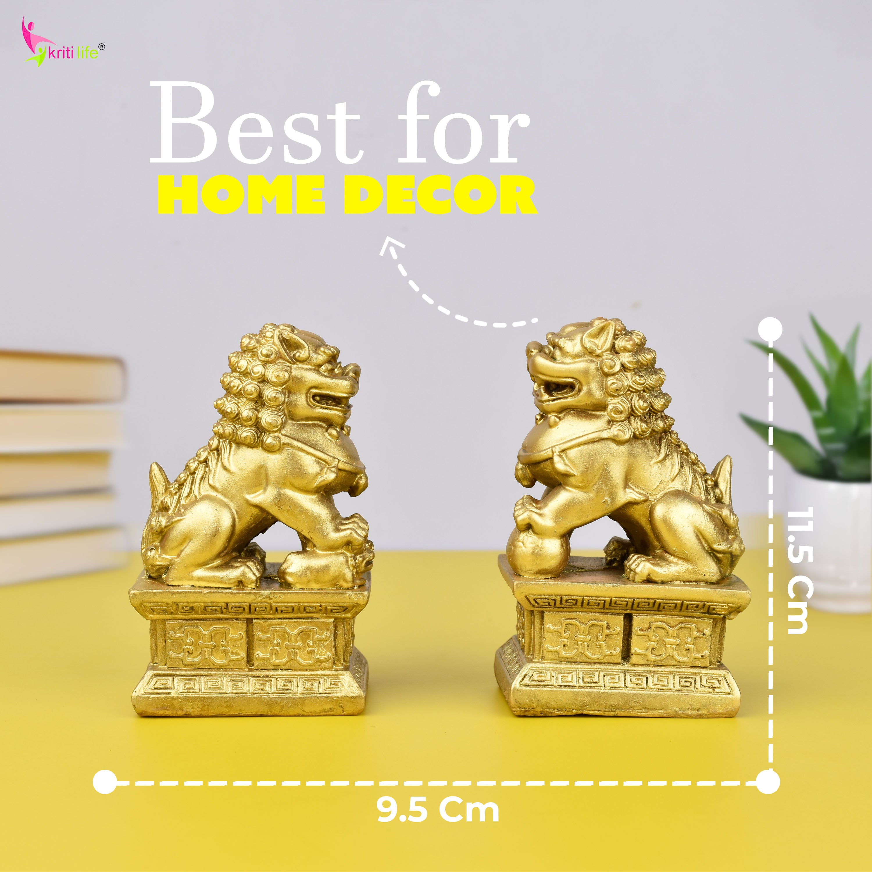 Feng Shui Fu Dogs Idol Pair | Entrance Protection & Authority Enhancer-4.5 inches