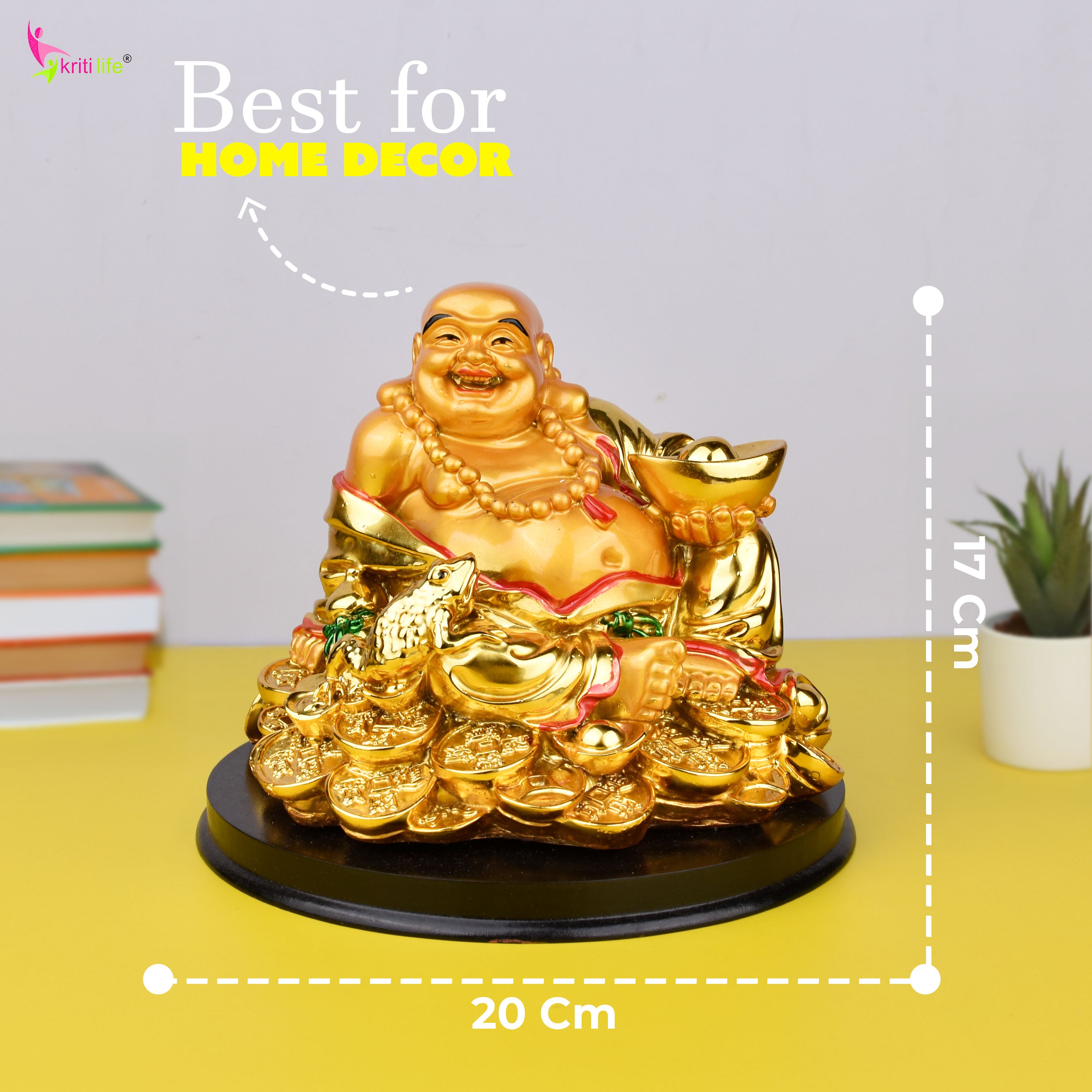 Feng Shui Laughing Buddha Idol with Wealth Bowl – Symbol of Joy, Wealth & Positivity- 8 inches