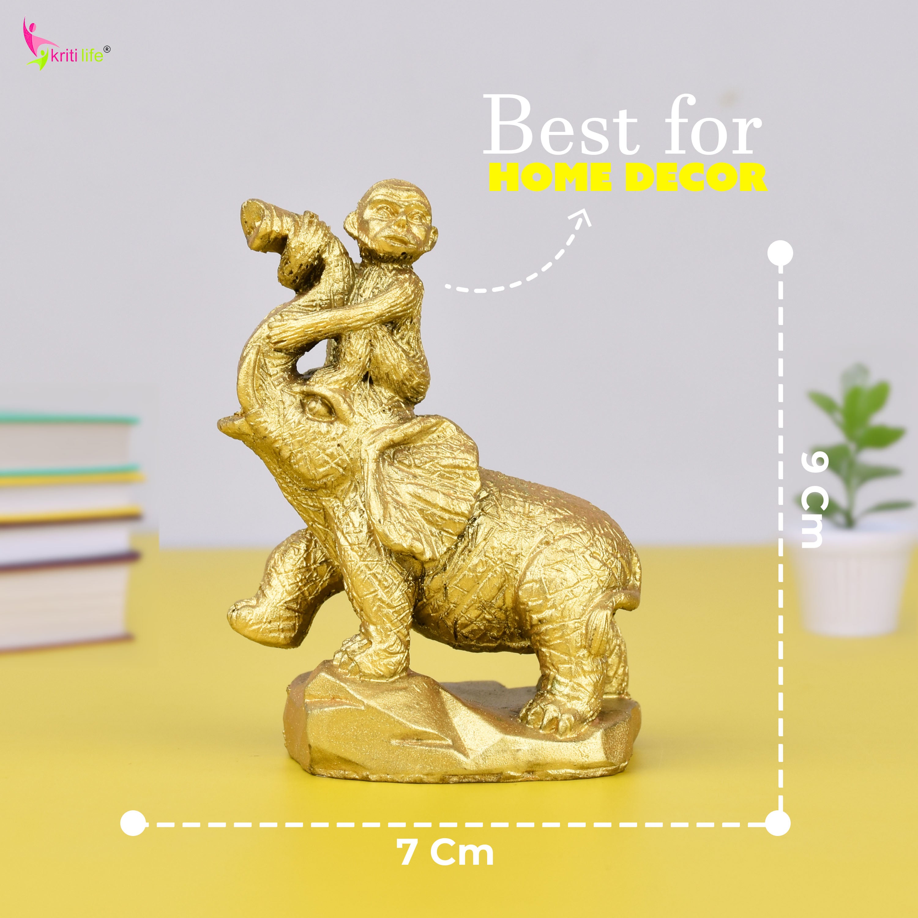 Feng Shui Monkey on Elephant Idol | Career Growth, Recognition & Promotions Remedy- 3 inches