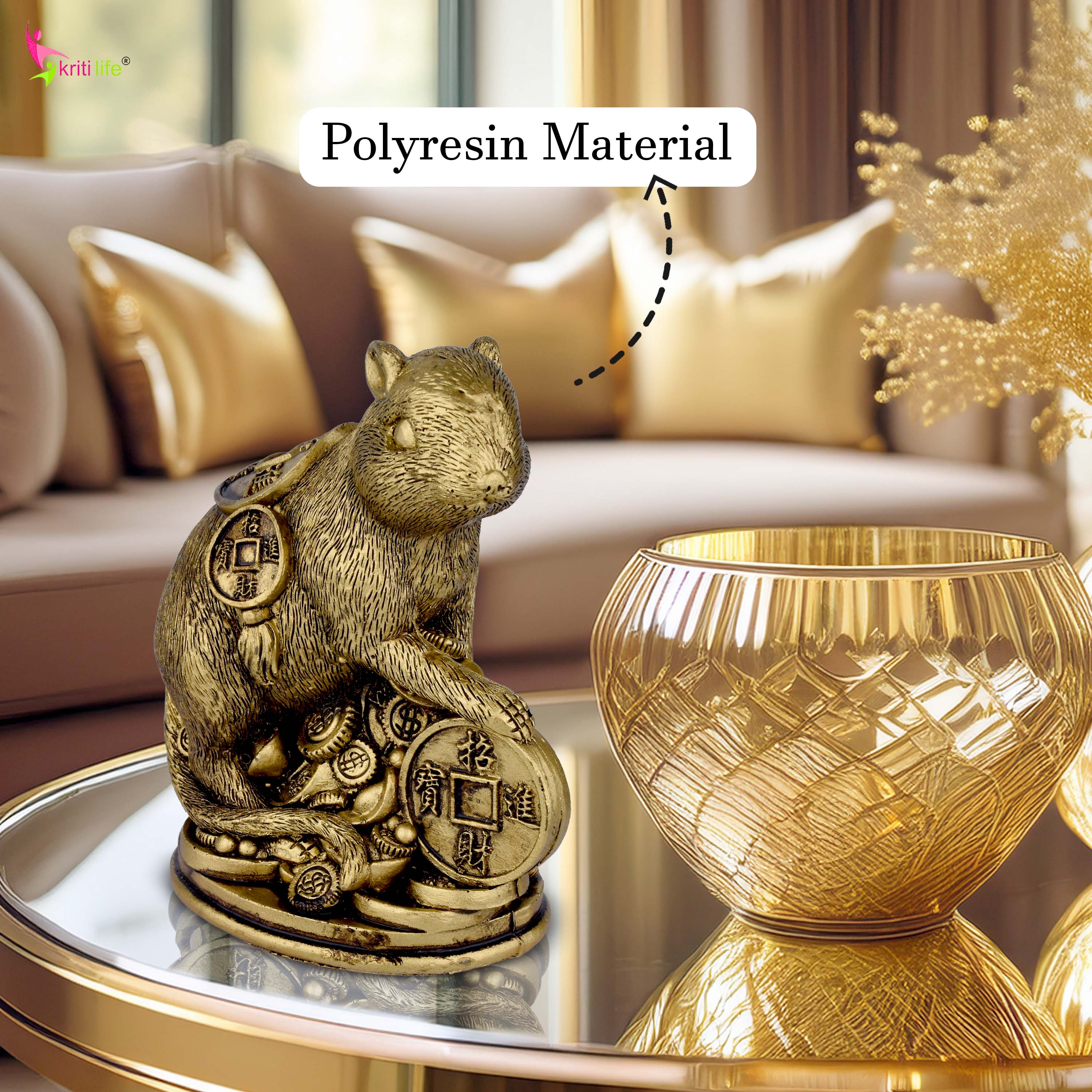 Feng Shui Wealth Rat | Symbol of Prosperity, Savings & Career Growth-4 inches