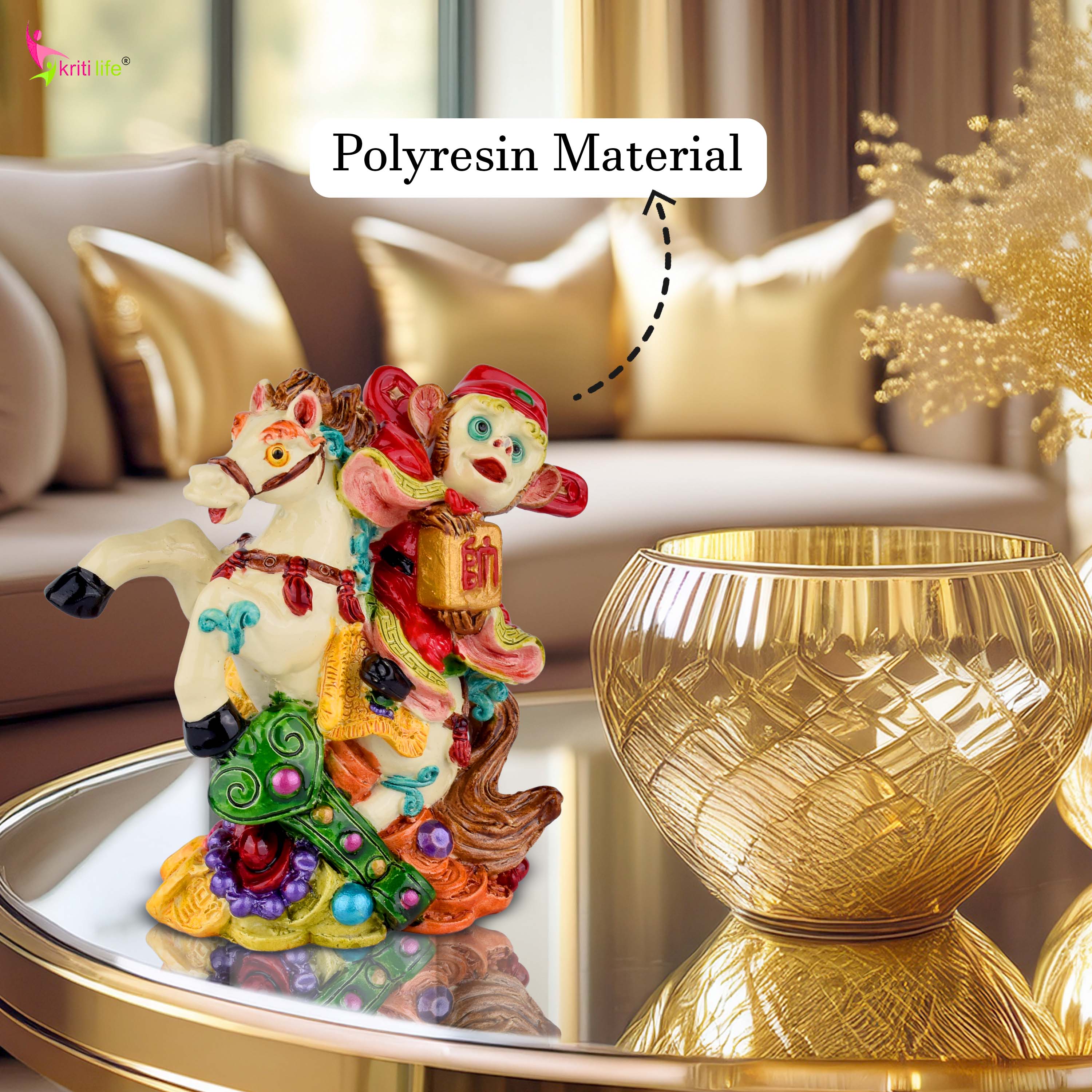 Feng Shui Monkey on Horse Idol – Career Promotion & Leadership Success Symbol- 4 inches