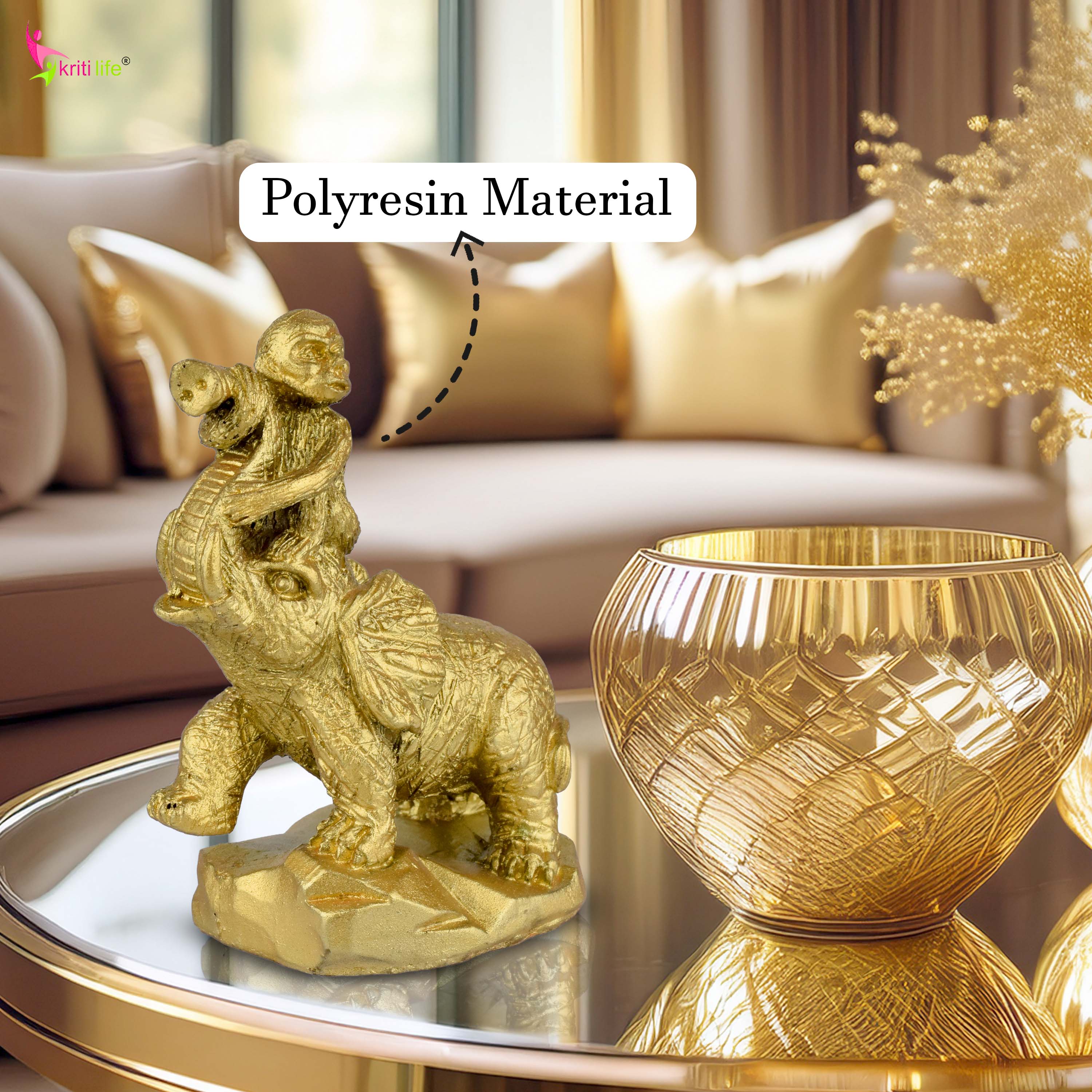 Feng Shui Monkey on Elephant Idol | Career Growth, Recognition & Promotions Remedy- 3 inches