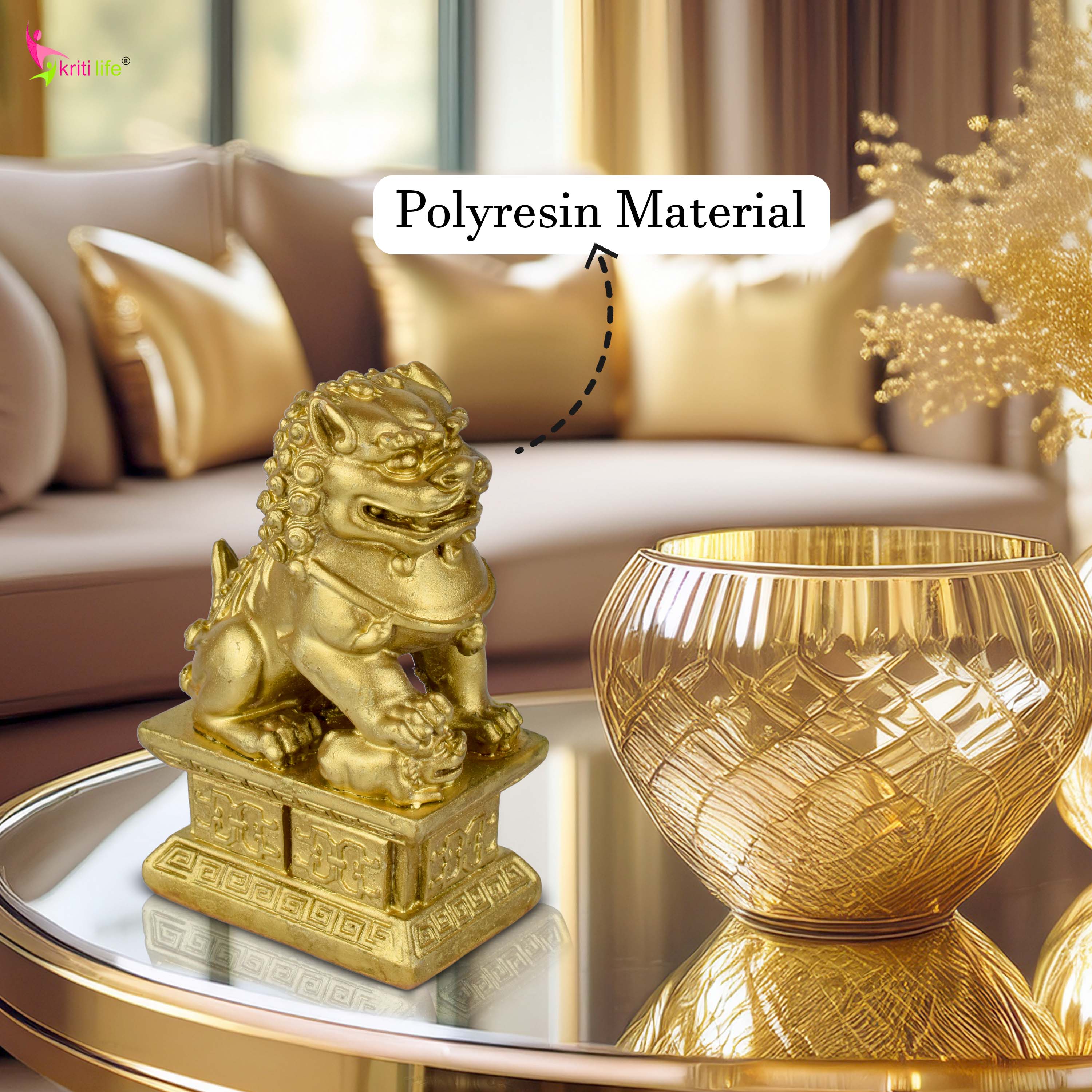 Feng Shui Fu Dogs Idol Pair | Entrance Protection & Authority Enhancer-4.5 inches