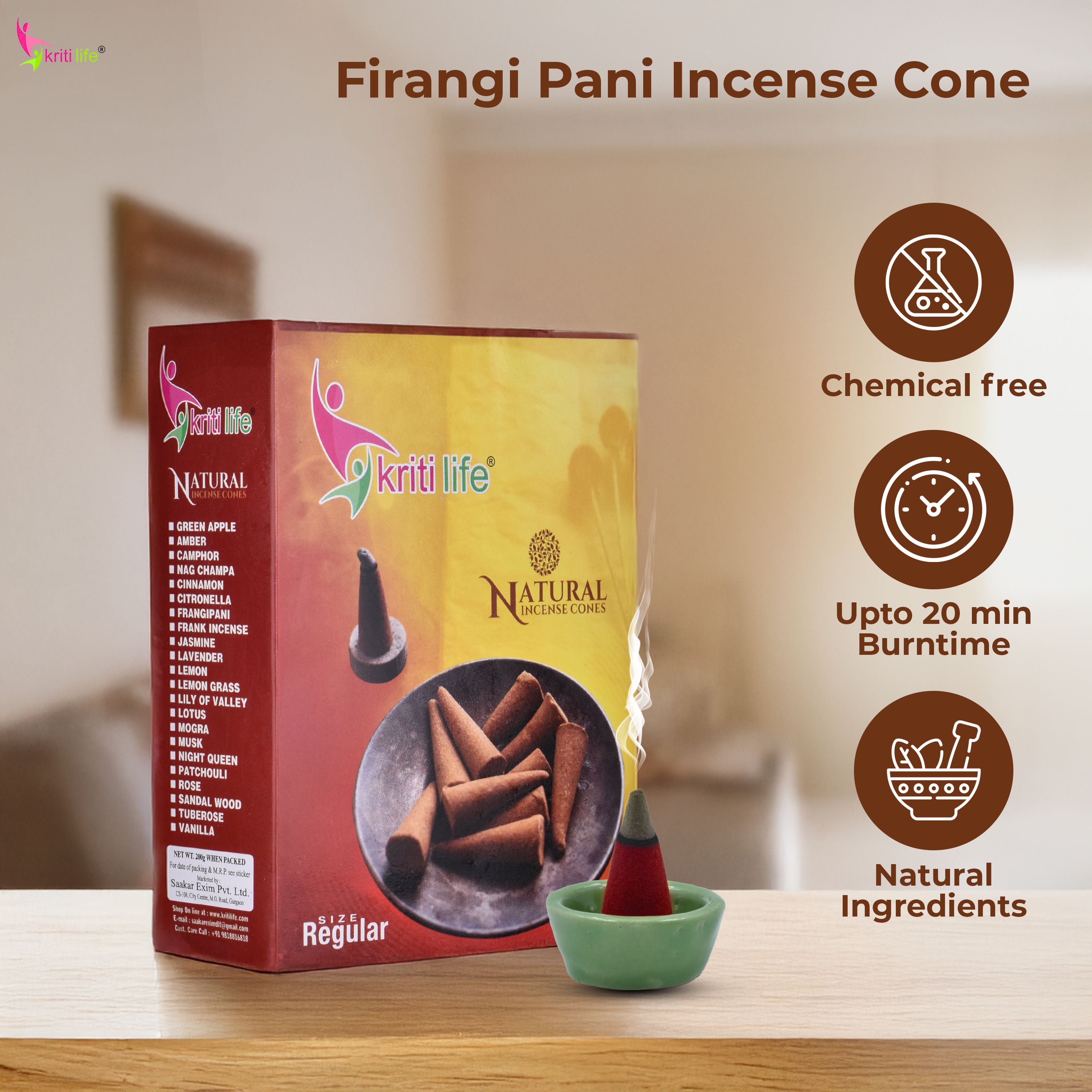 Incense Cone - Firangi Pani 150 Pcs Burn Time 20 Minutes