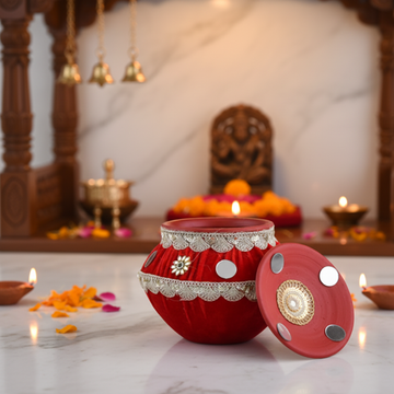 Fabric Matki for Navratri – Decorative Mata Rani Pooja Matki