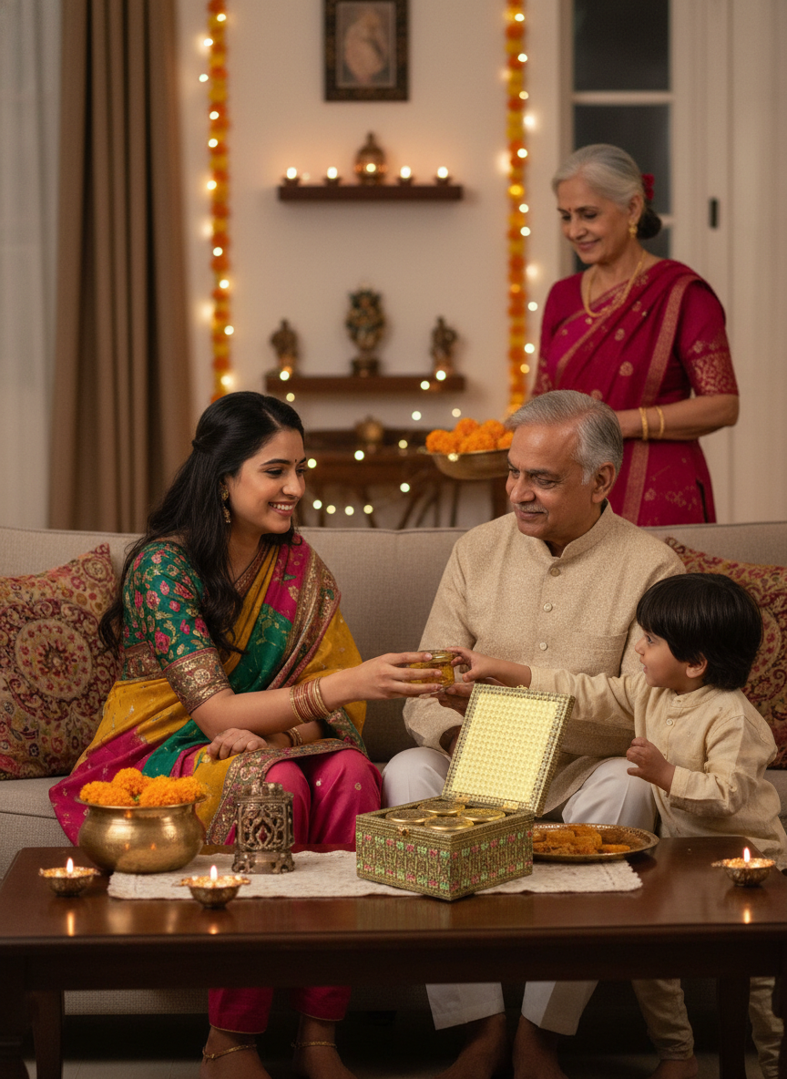 Holi Gulal with Dry Fruits Jar Gift Pack of 4 – Premium Festive Hamper with Decorative Box