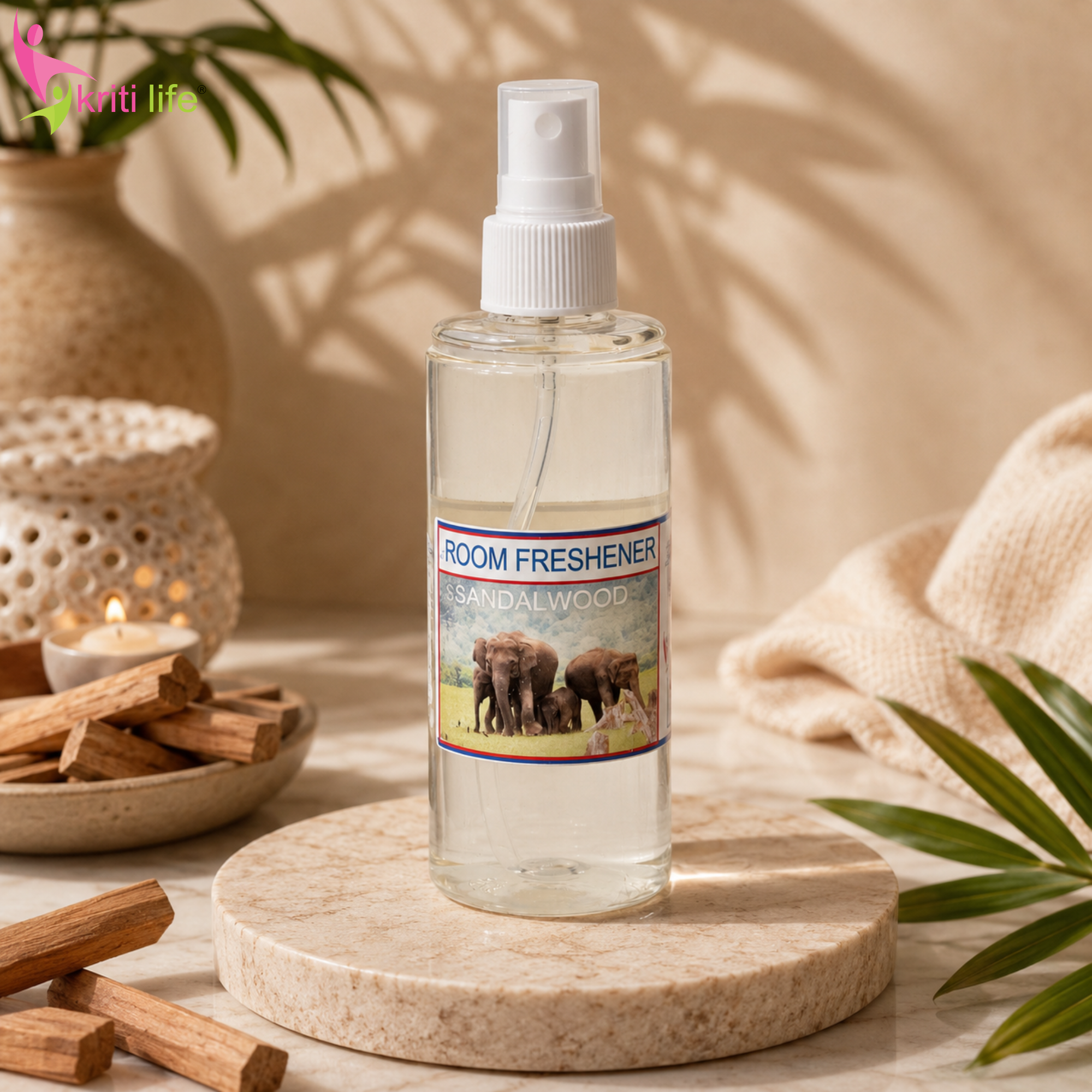 Sandalwood Room Spray - 165 ML Long-Lasting Fragrance for Home &amp; Office