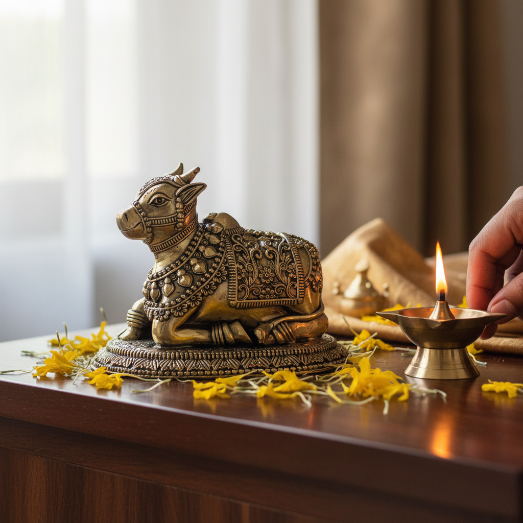 Antique Brass Nandi Idol