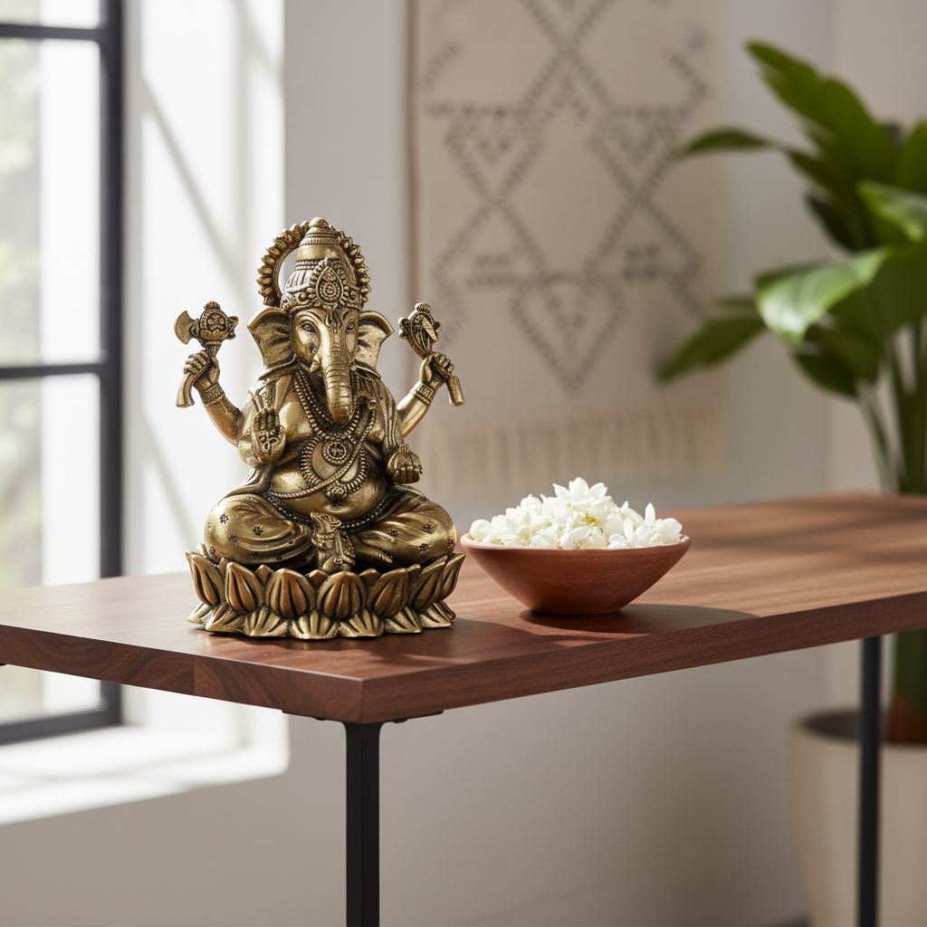 Antique Brass Lord Ganesha Idol | Fine Brass Ganpati Statue